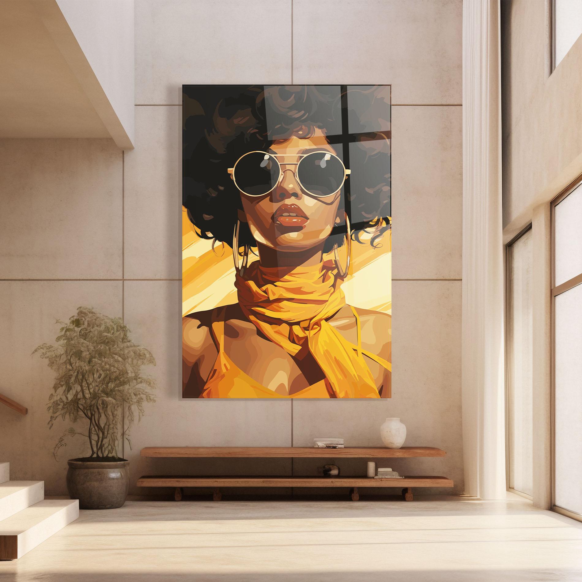 Glasbild African Yellow Woman mockup 8