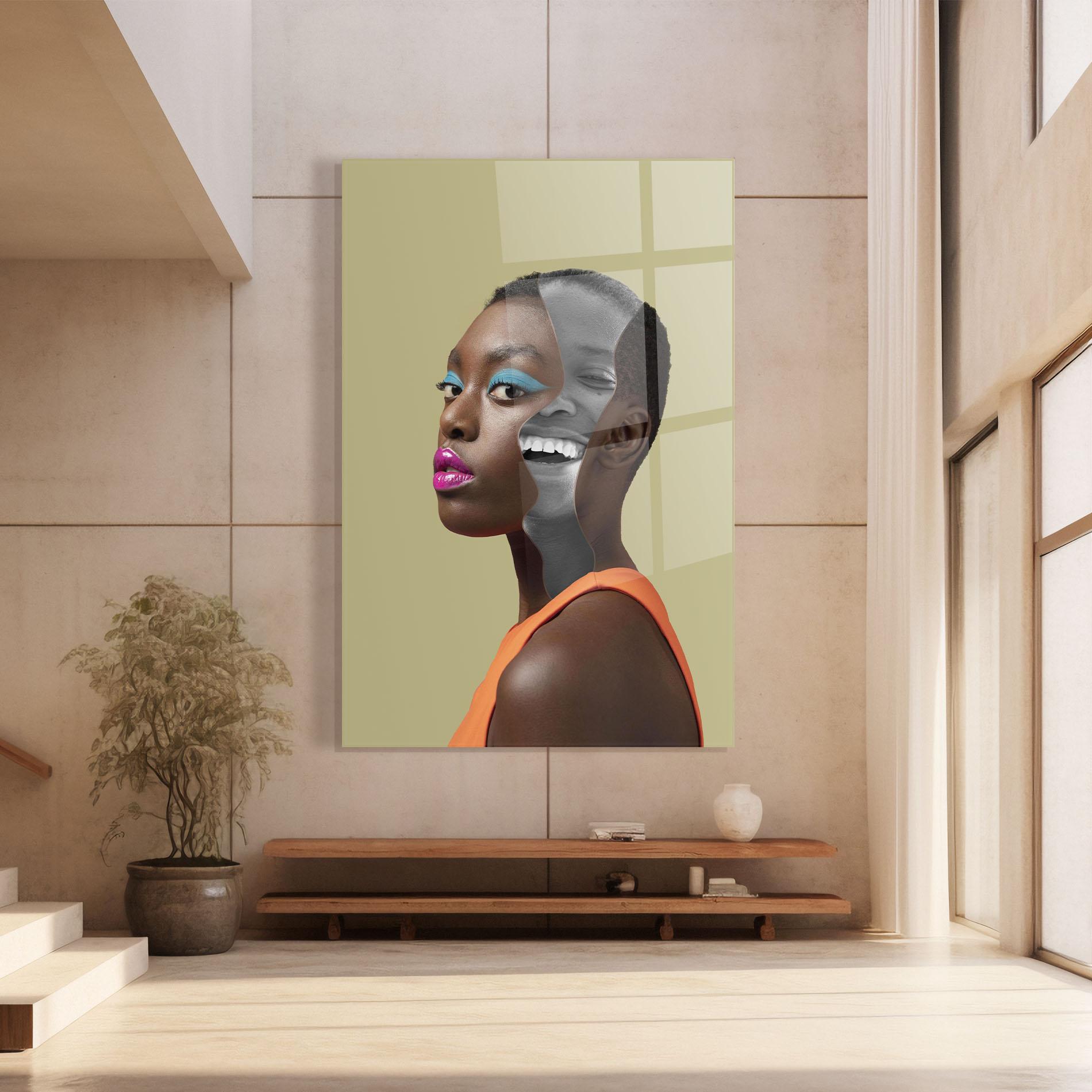 Glasbild American Woman Collage mockup 8