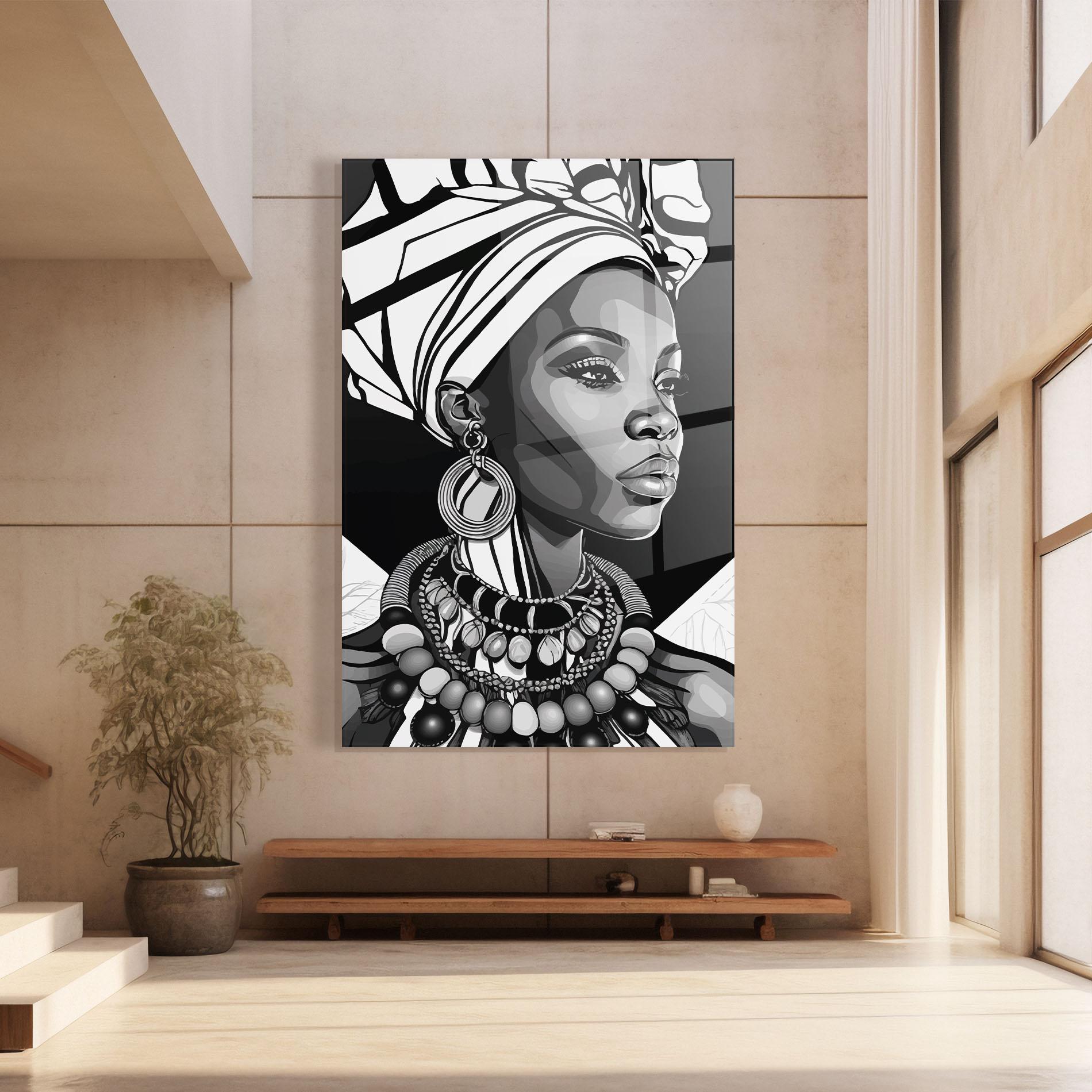 Glasbild Black White African mockup 8