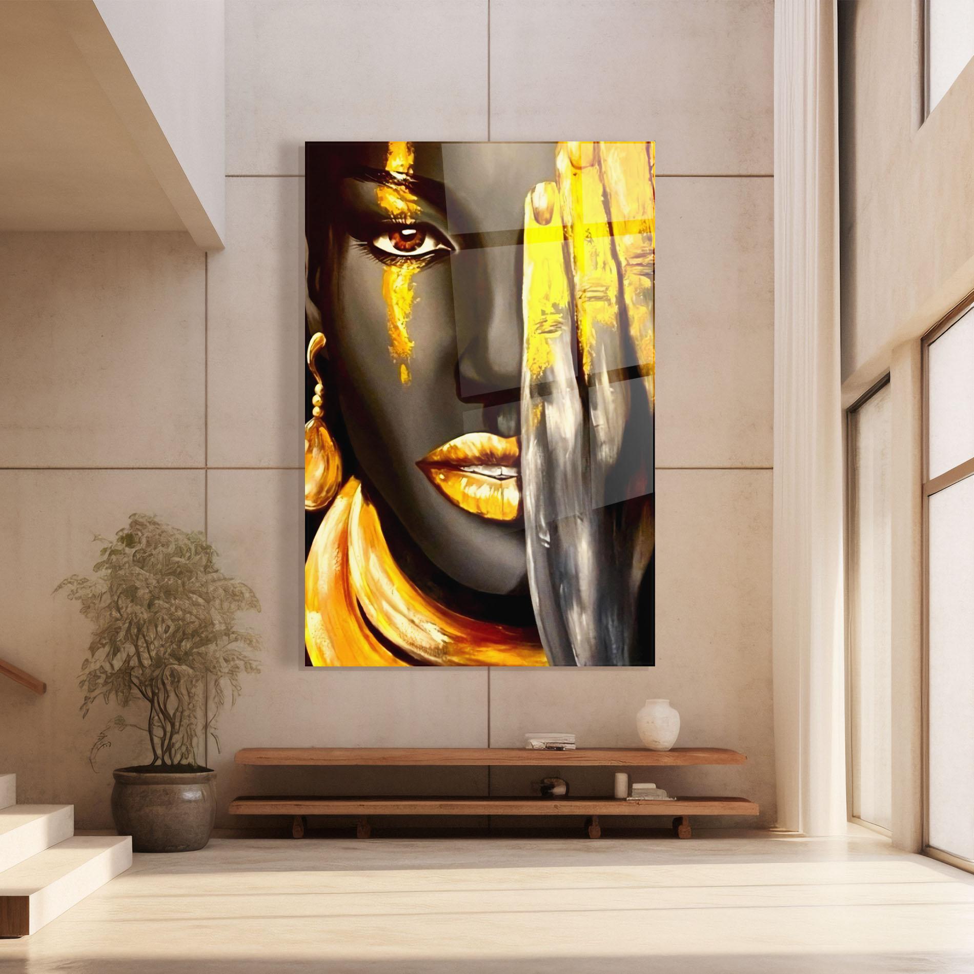 Glasbild Golden African Women mockup 8