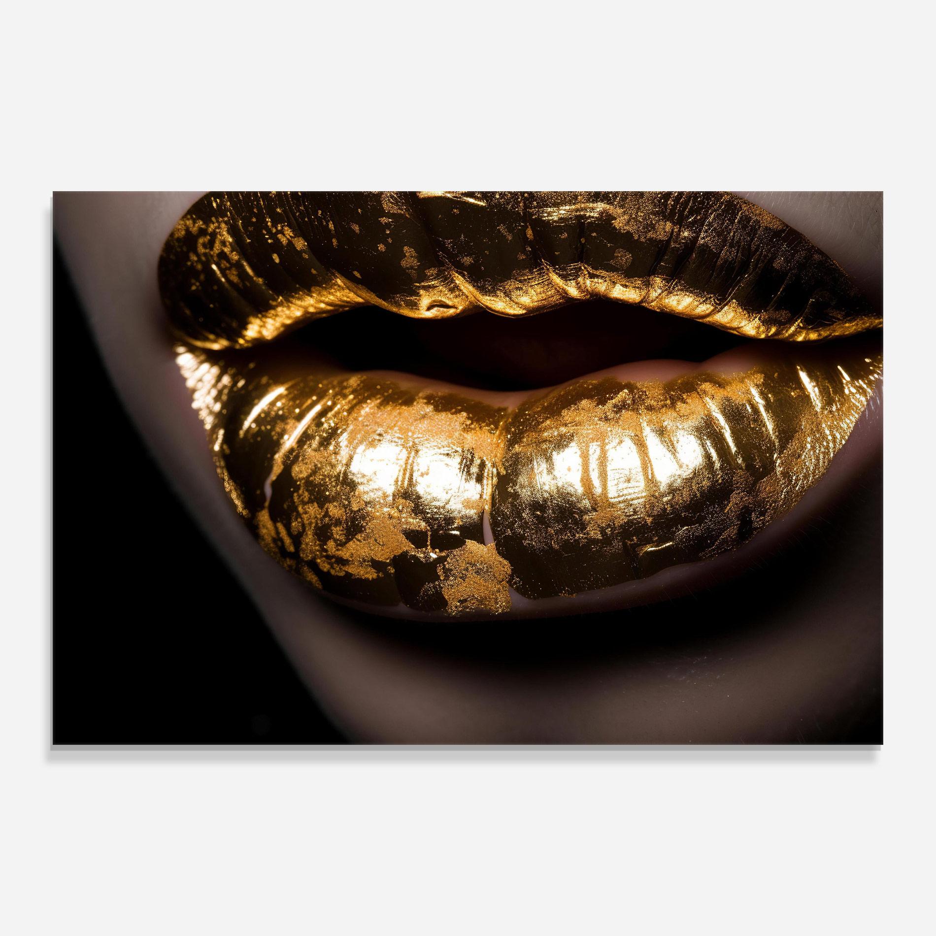 Glasbild Big Gold Lips mockup 0
