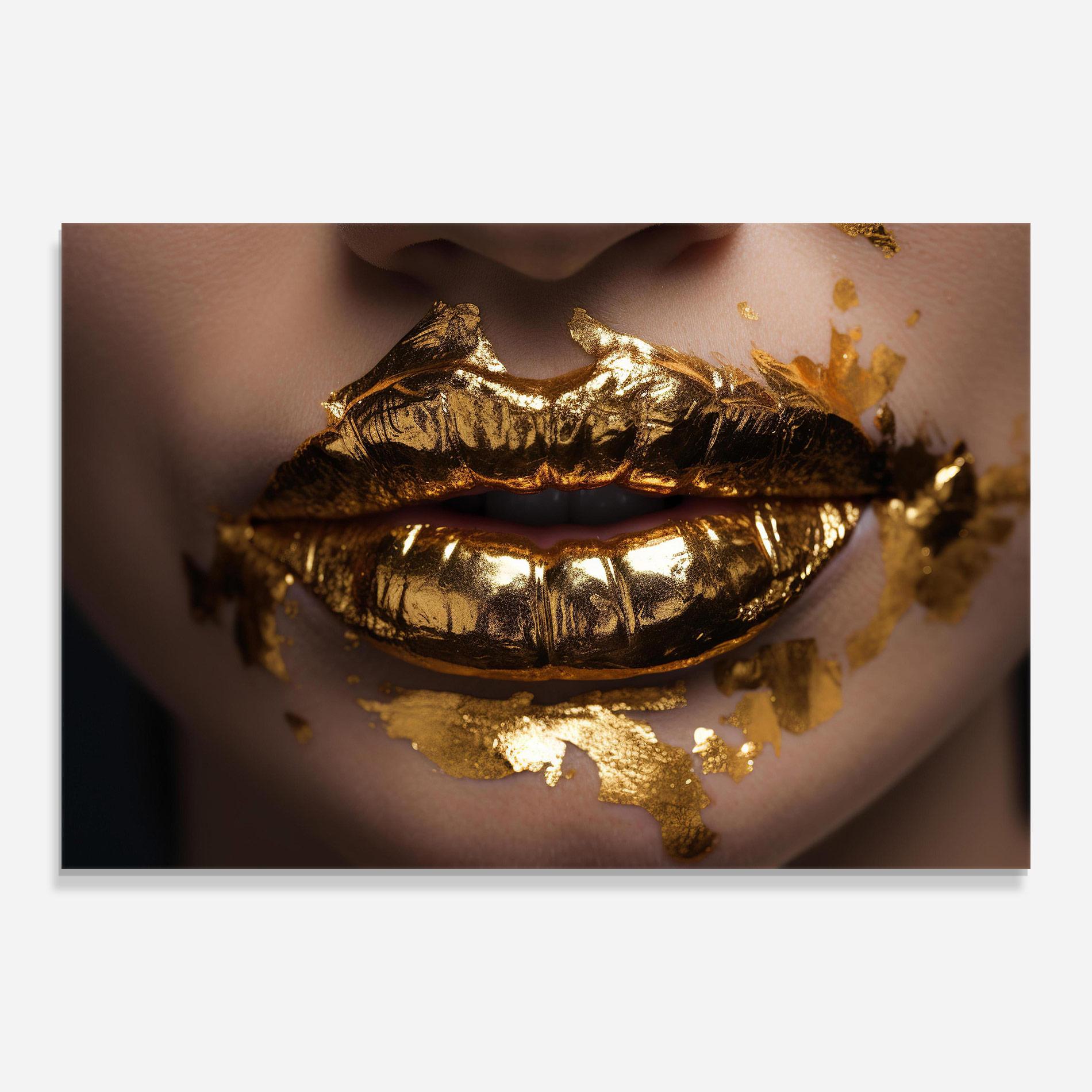 Glasbild Close Gold Lips mockup 0