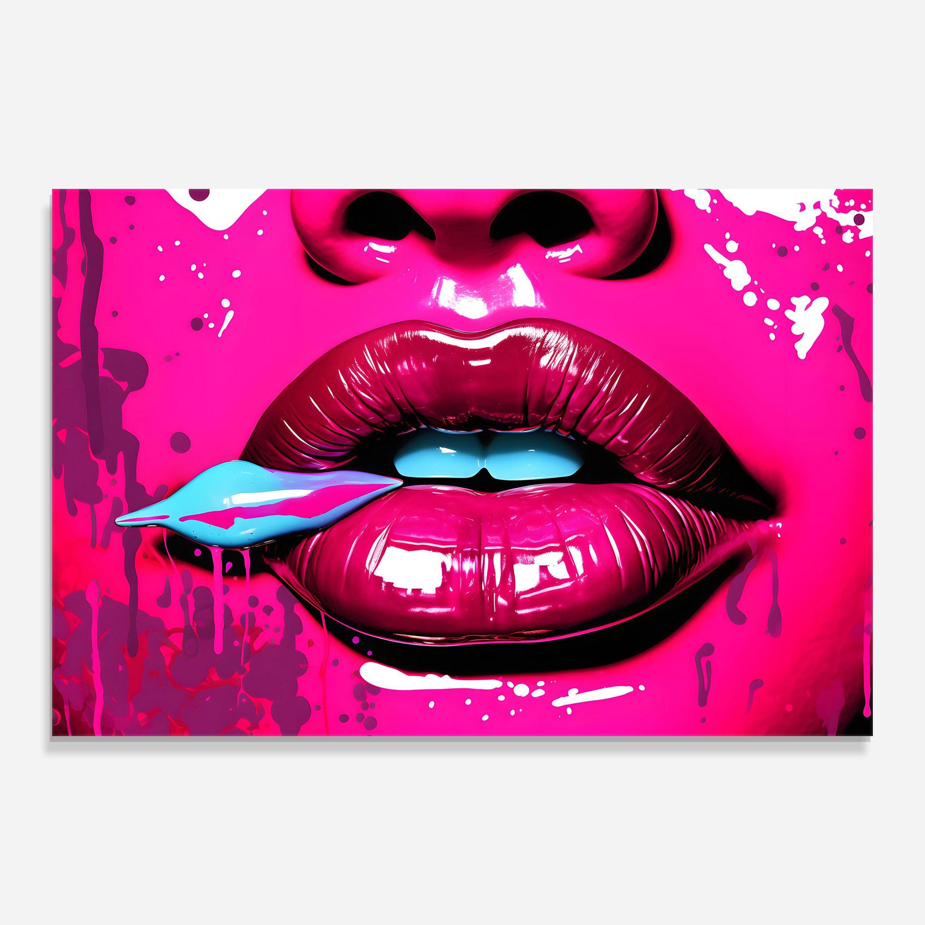 Glasbild Dark Pink Lips Art mockup 0