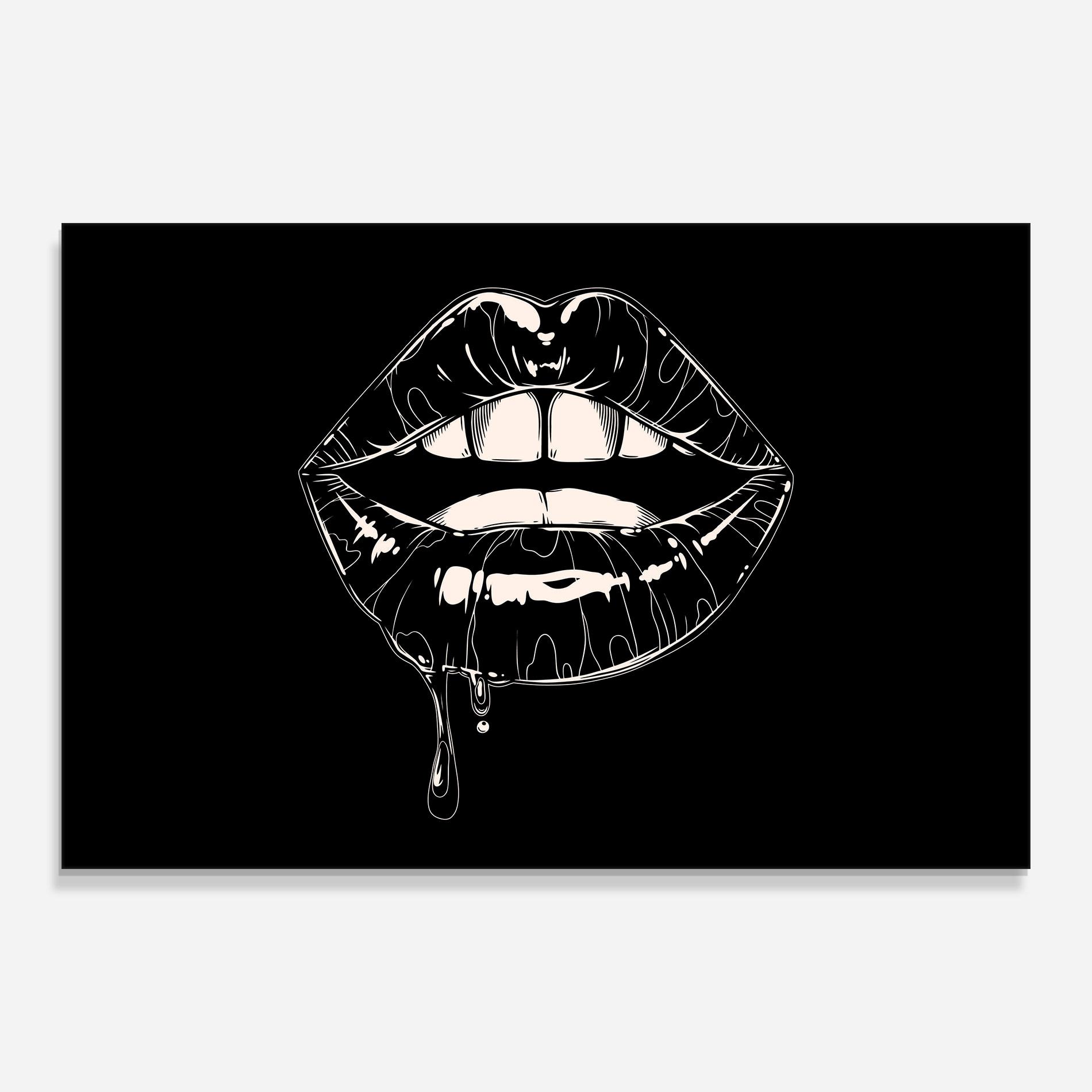 Glasbild Open Lips On Black mockup 0