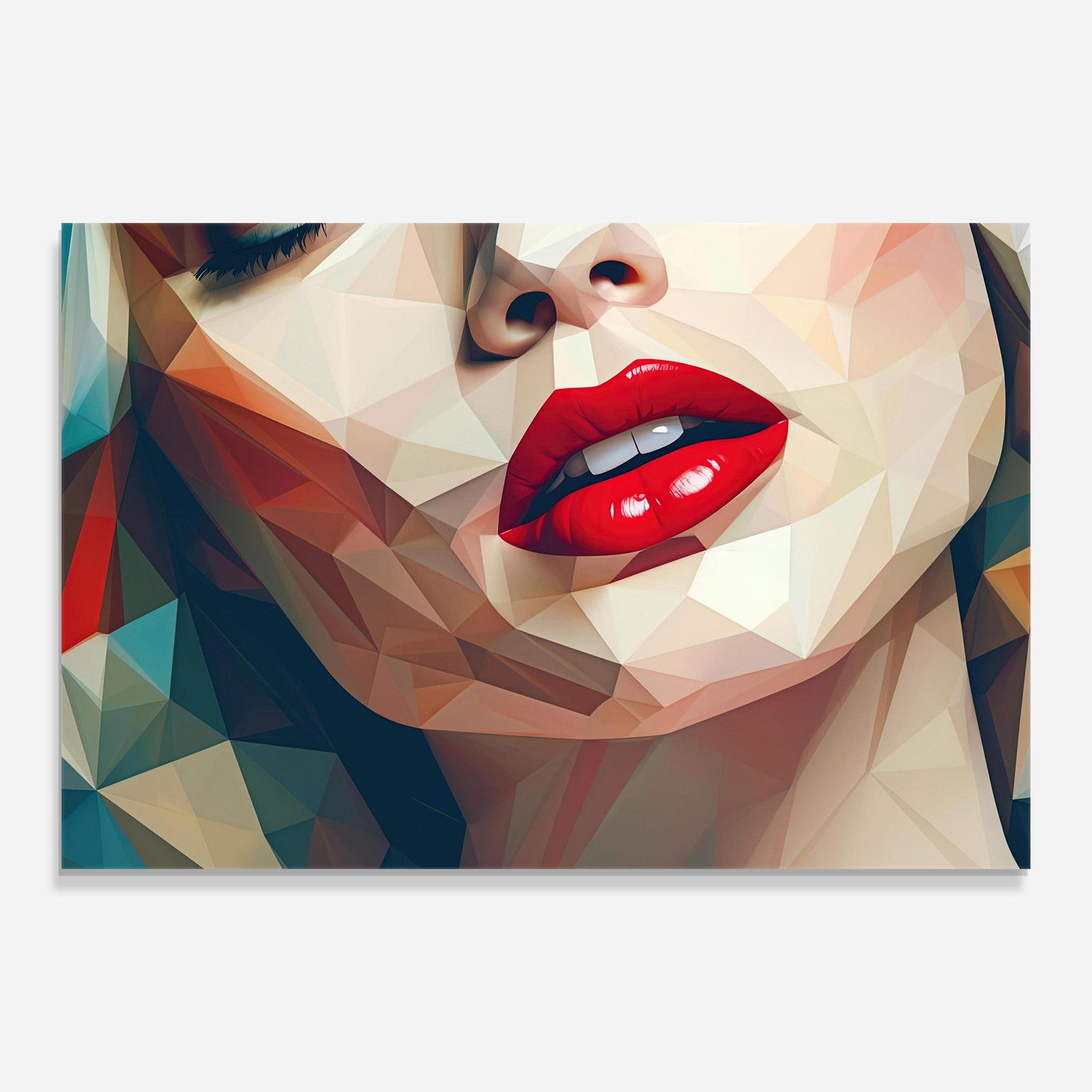 Glasbild Triangular Lips mockup 0