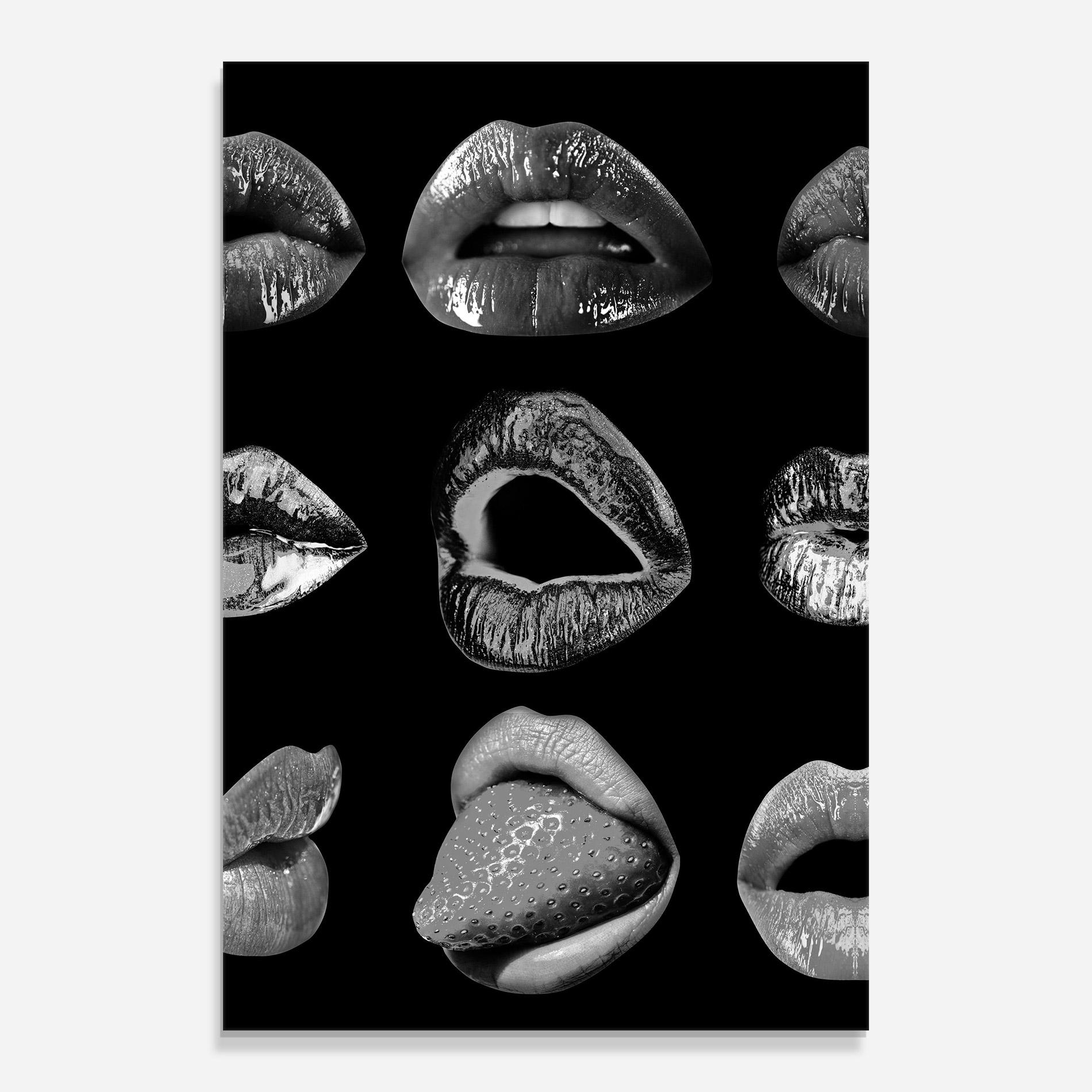 Glasbild Grey Lips Collage mockup 0