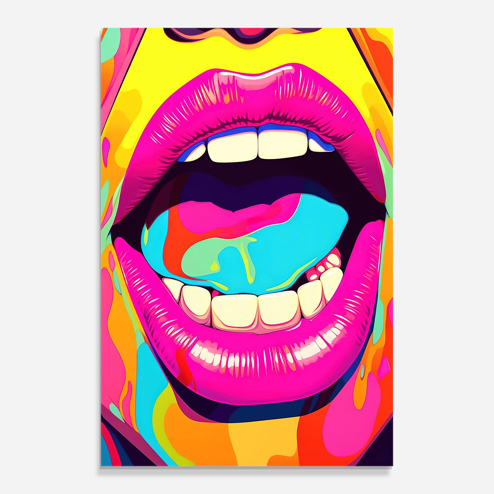 Glasbild Pop Art Mouth mockup 0