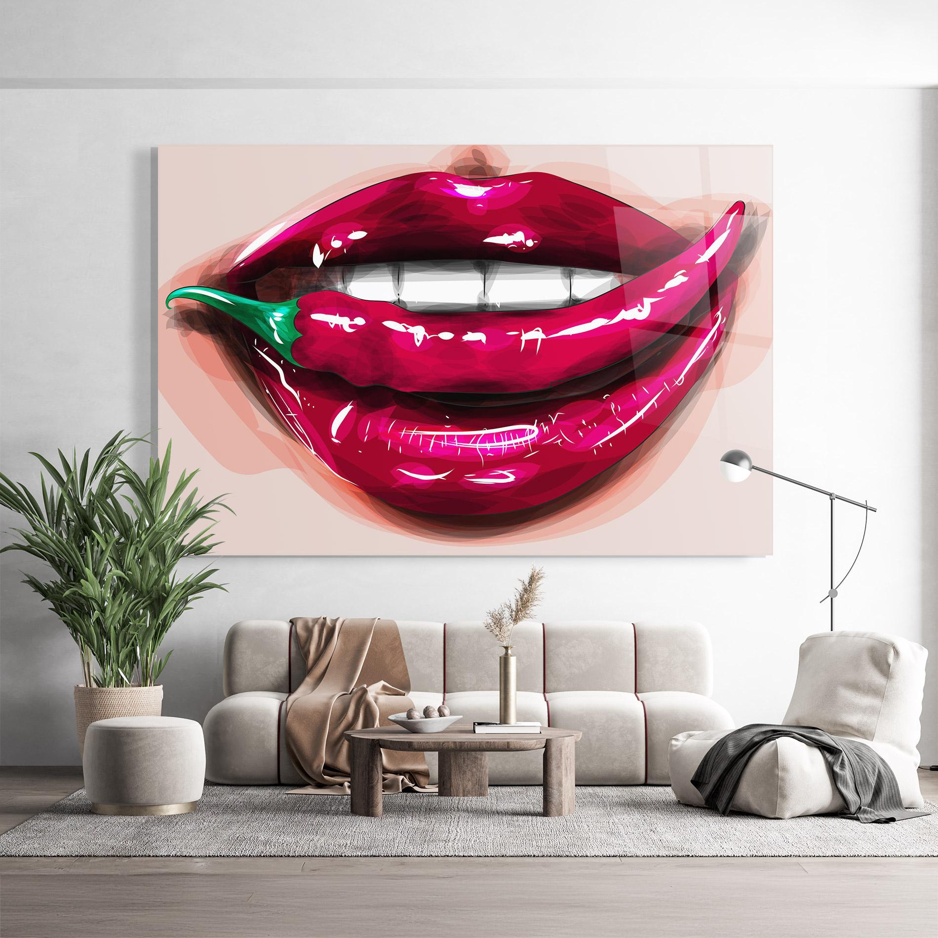 Glasbild Chilli Lips mockup 9