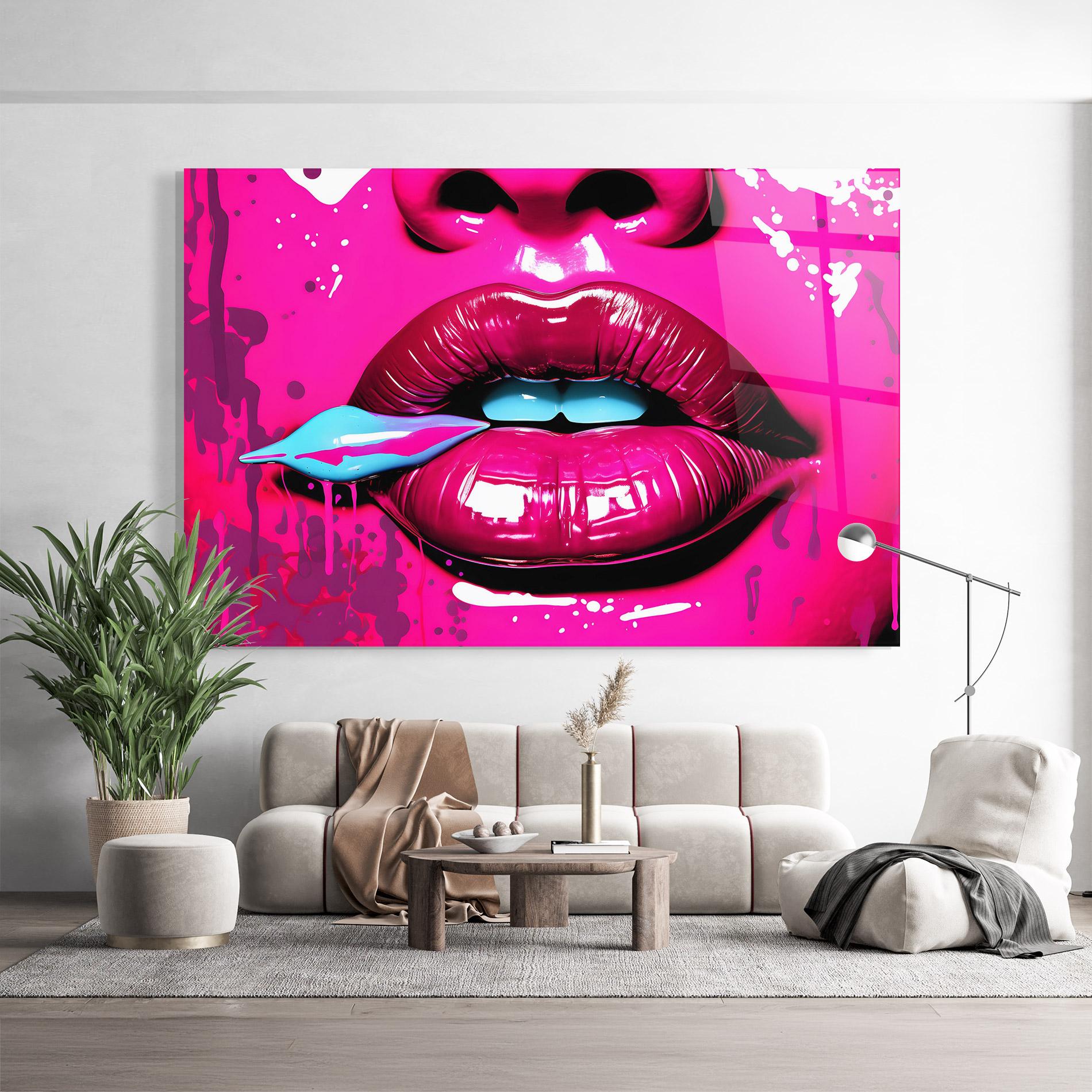 Glasbild Dark Pink Lips Art mockup 9
