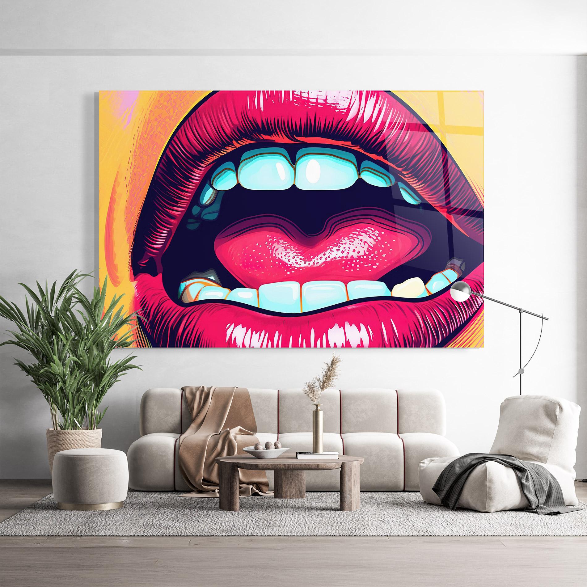 Glasbild Lips Pop Art mockup 9