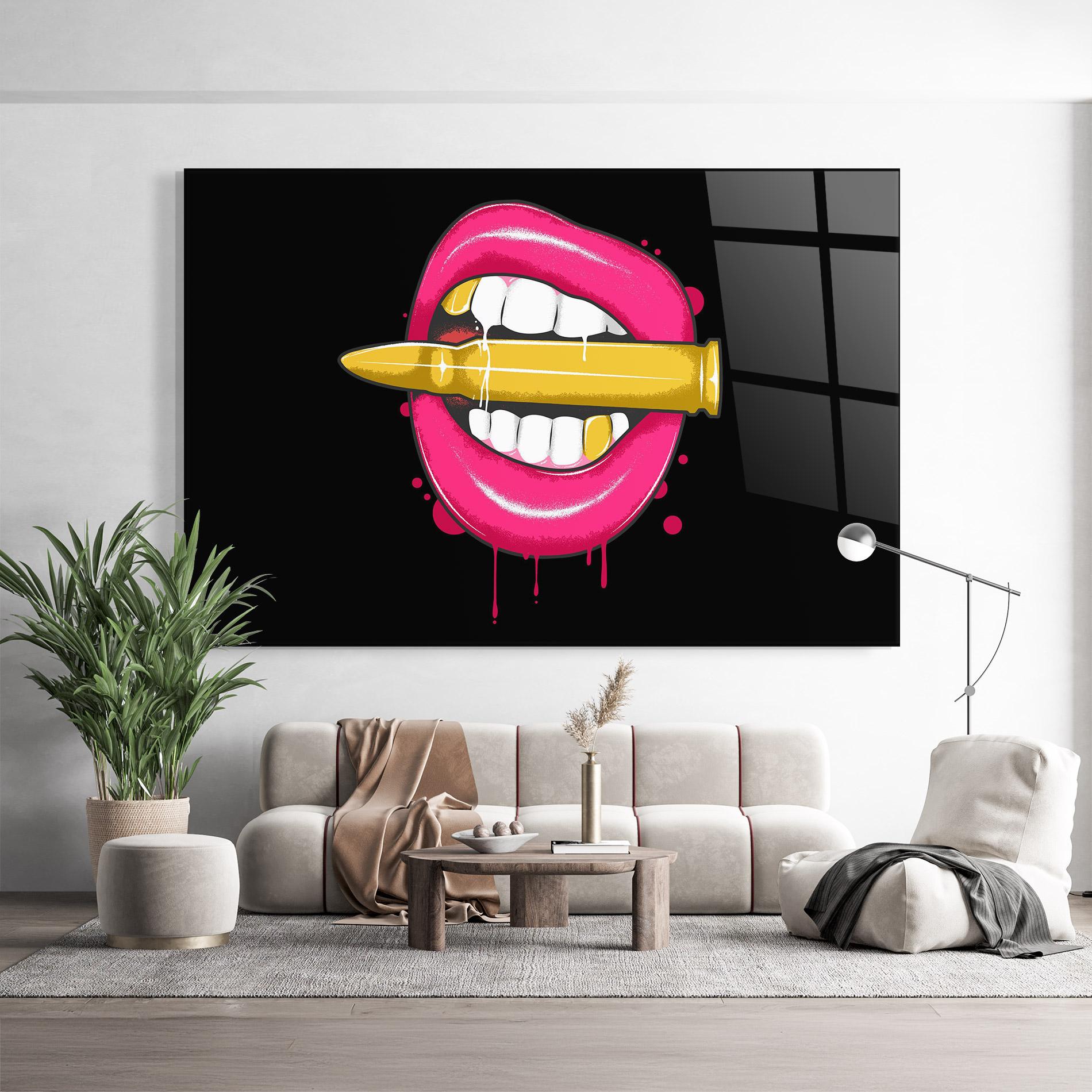 Glasbild Pink Bullet Lips mockup 9