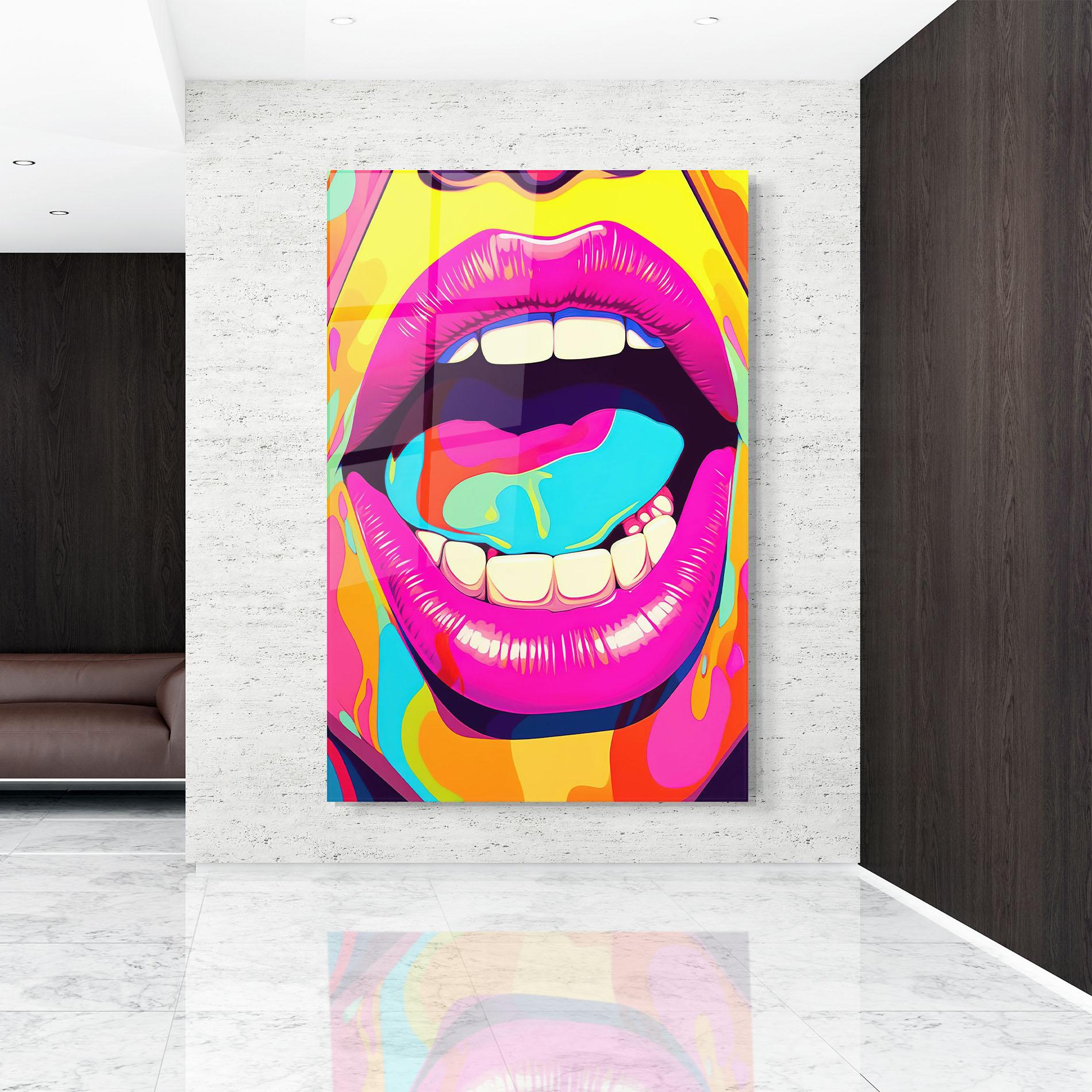 Glasbild Pop Art Mouth mockup 9