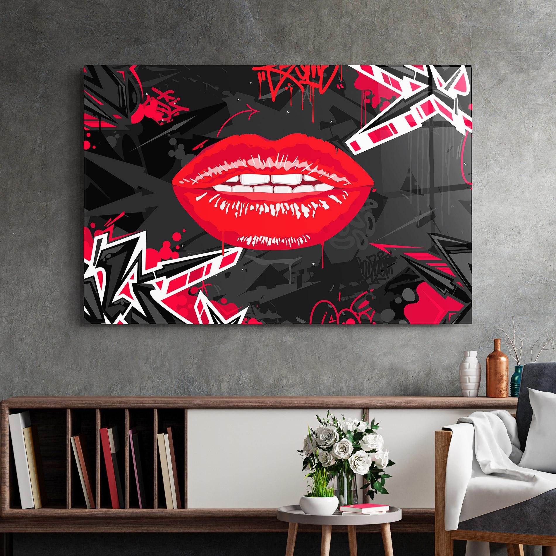 Glasbild Lips Graff mockup 2