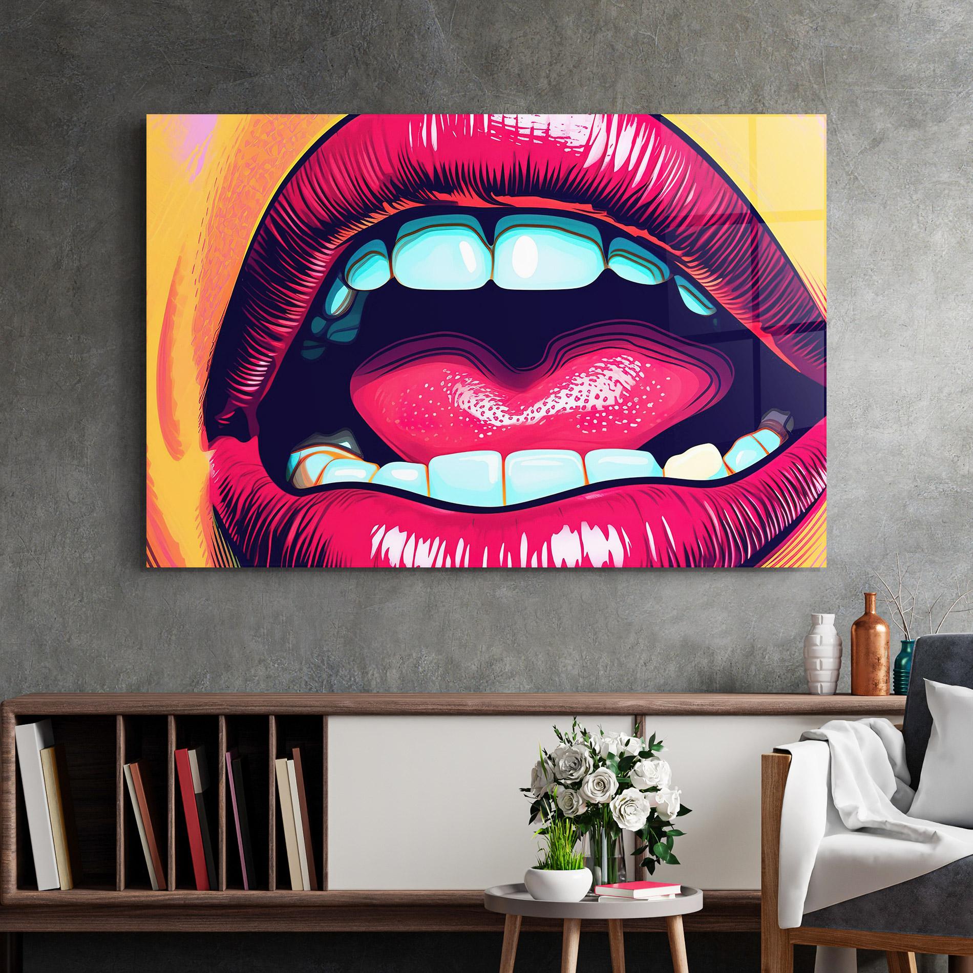 Glasbild Lips Pop Art mockup 2
