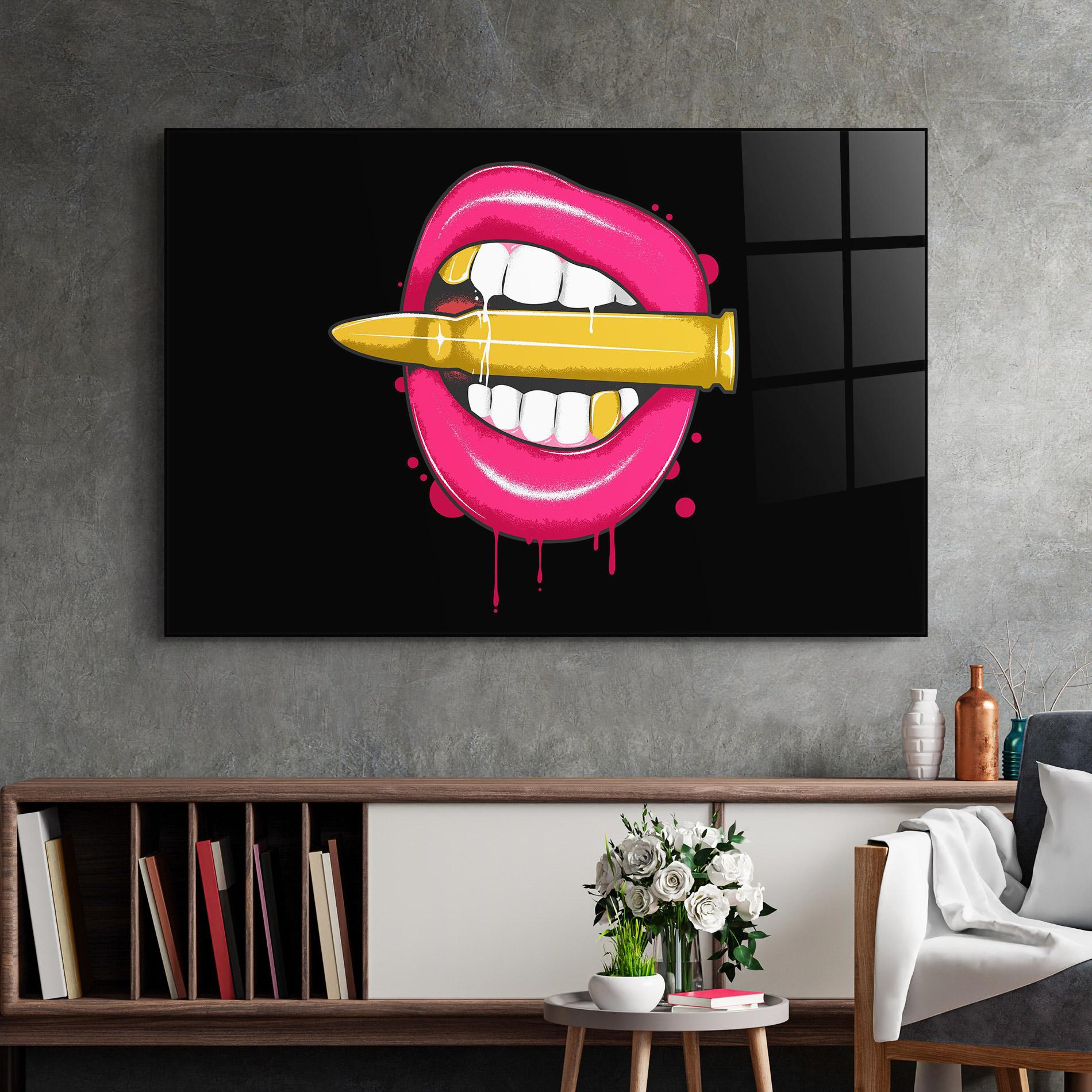 Glasbild Pink Bullet Lips mockup 2
