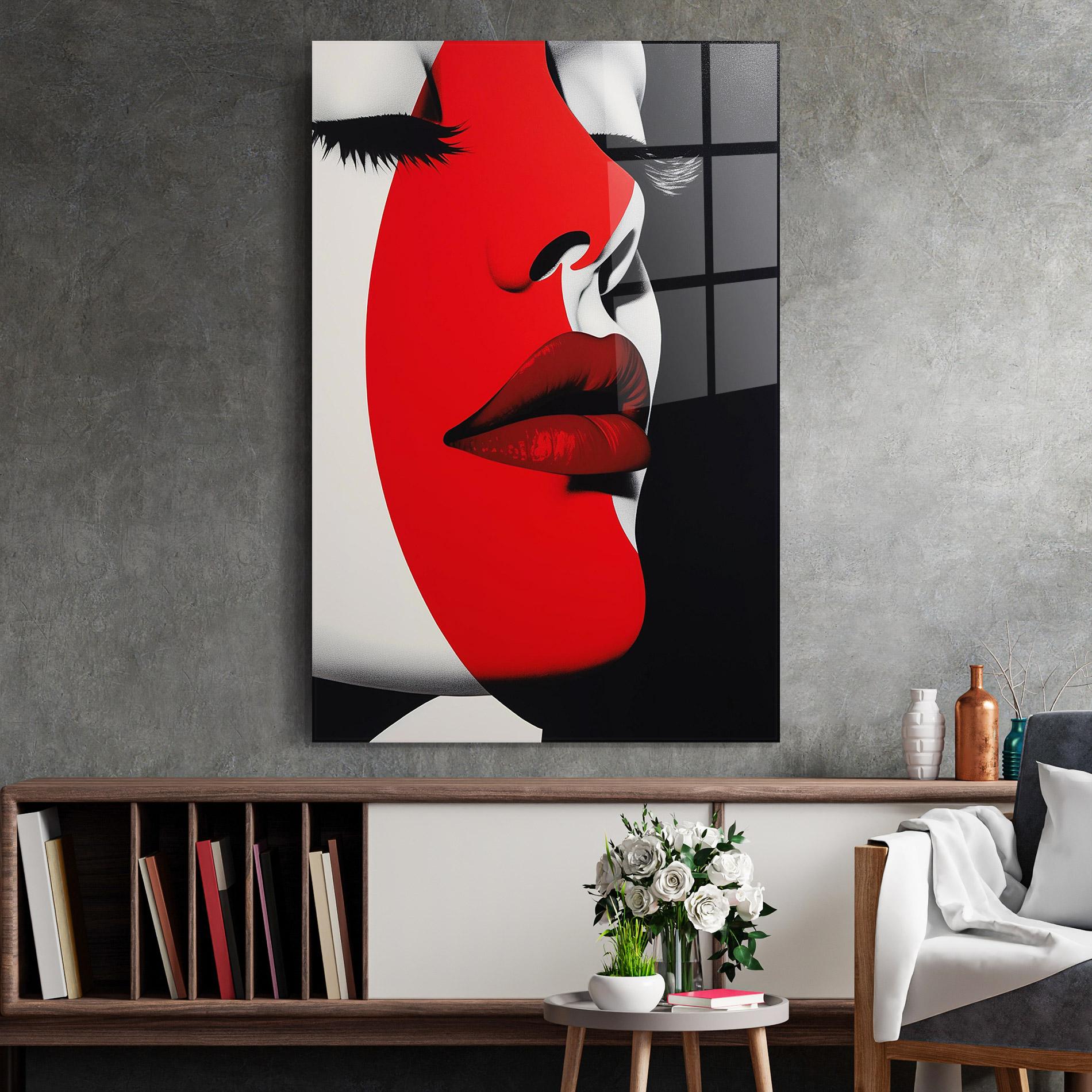 Glasbild Dark Red Lips mockup 2