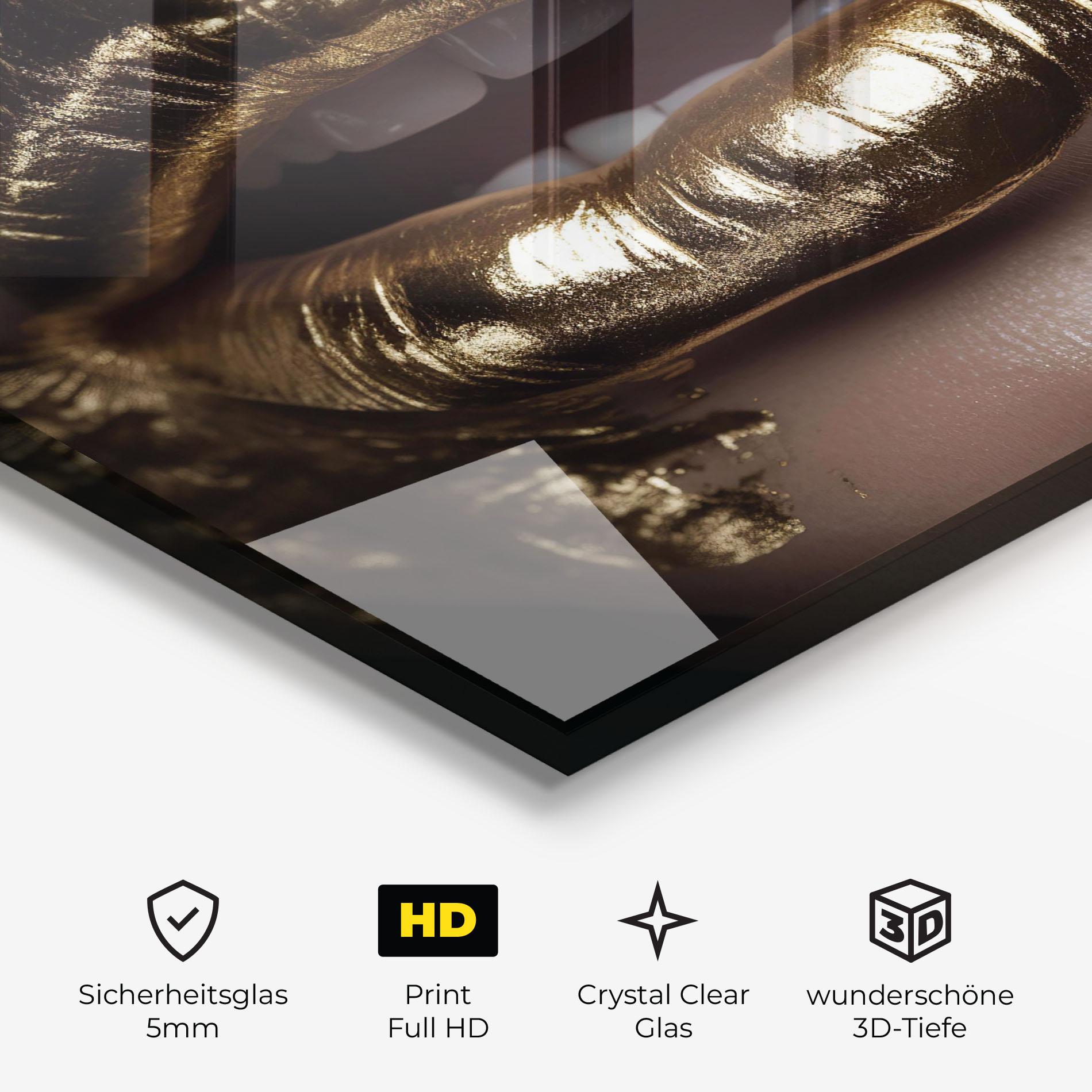 Glasbild Gold Lips mockup 3