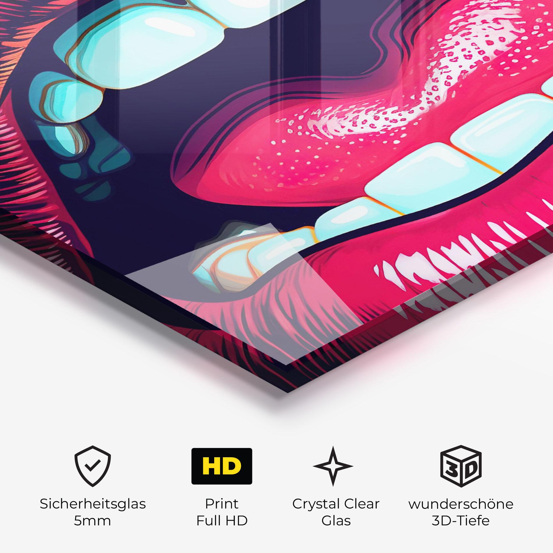 Glasbild Lips Pop Art mockup 3