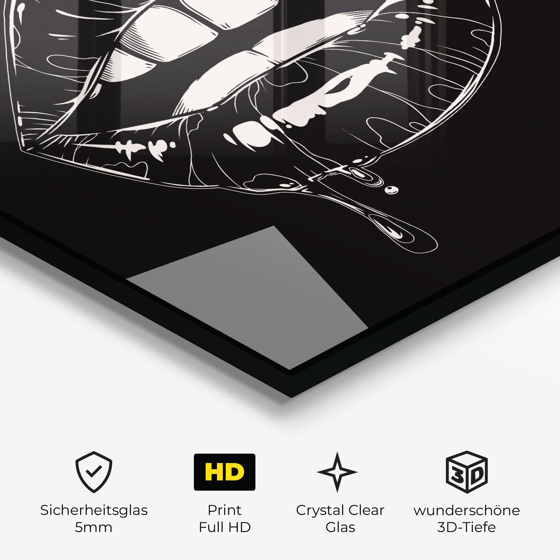 Glasbild Open Lips On Black mockup 3