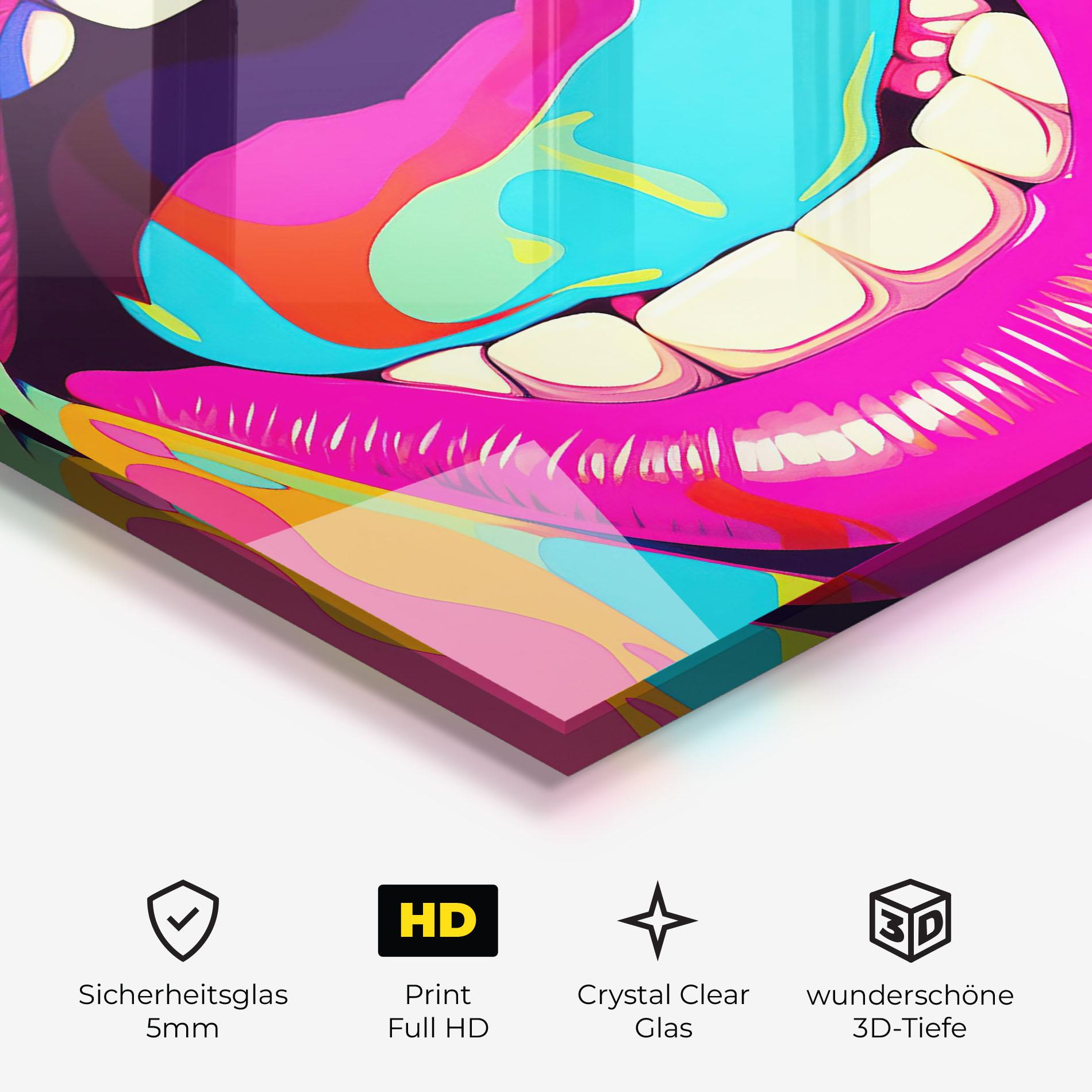 Glasbild Pop Art Mouth mockup 3
