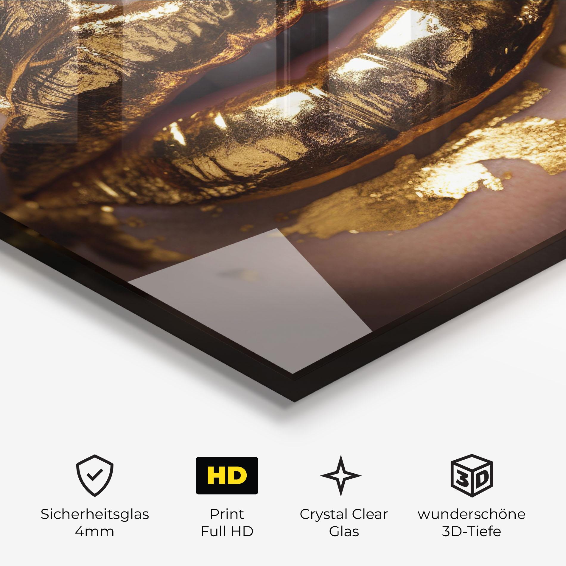Glasbild Close Gold Lips mockup 3