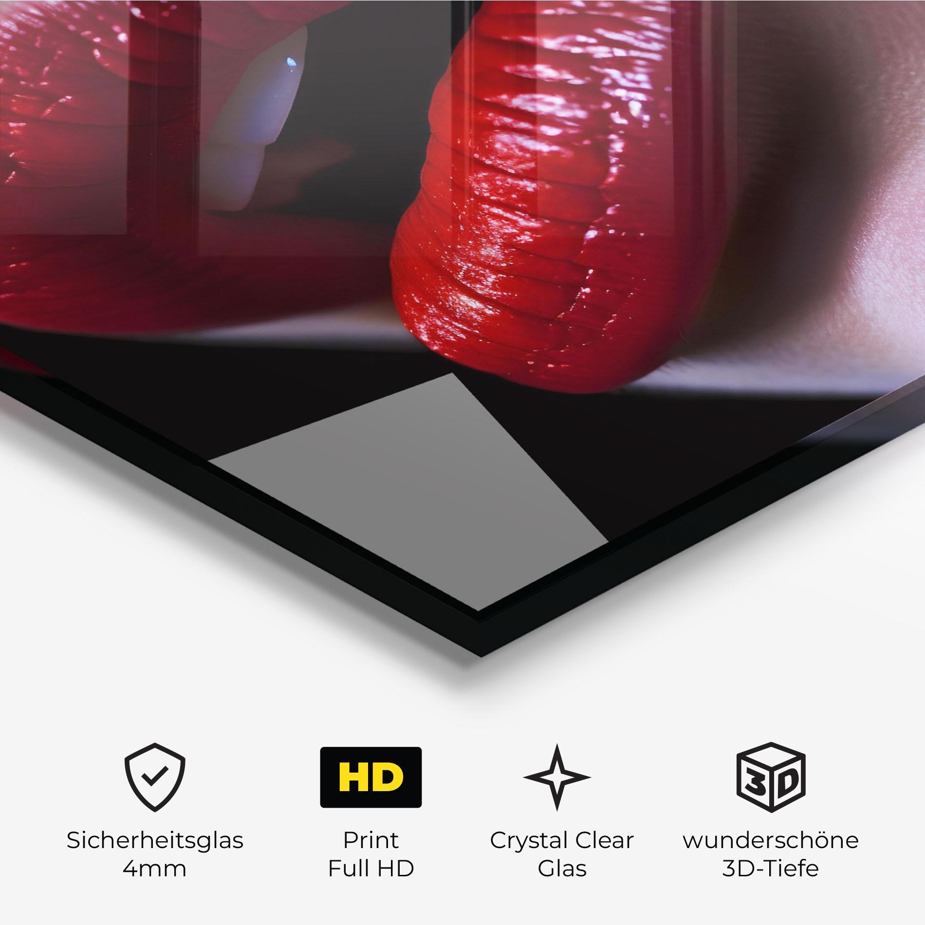 Glasbild Close Up Woman mockup 3