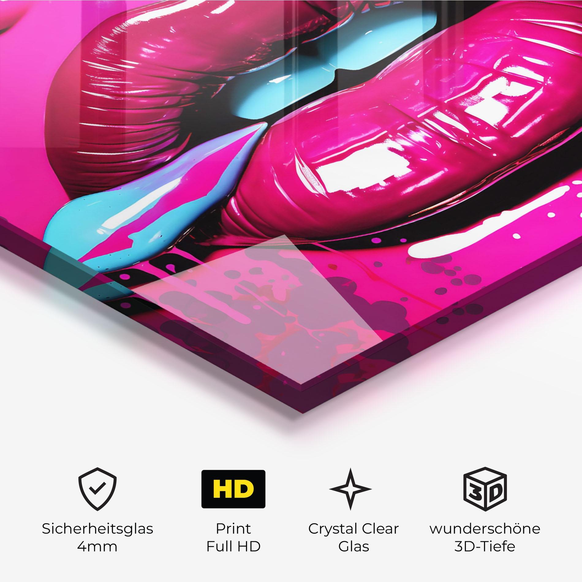 Glasbild Dark Pink Lips Art mockup 3