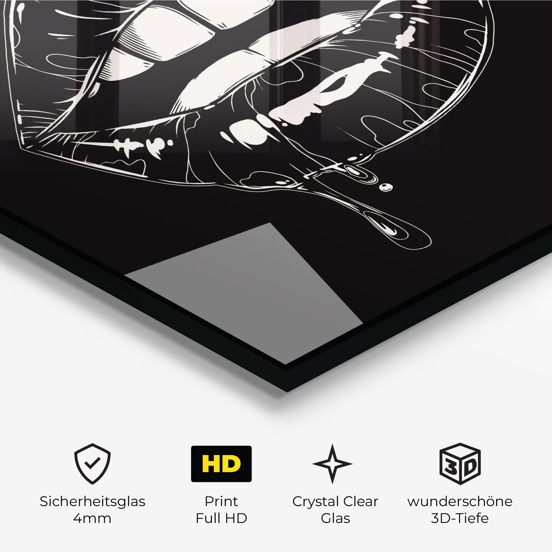 Glasbild Open Lips On Black mockup 3