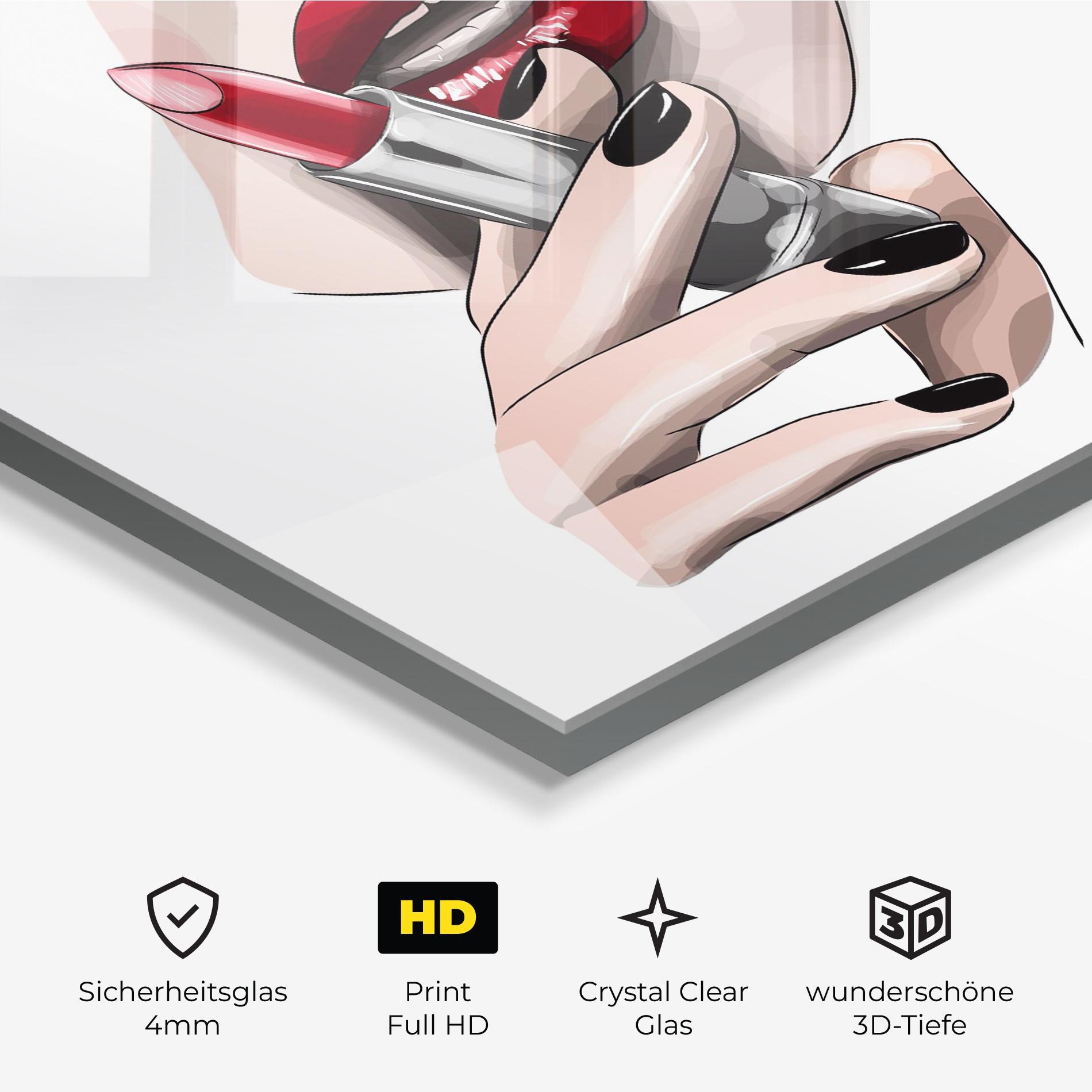 Glasbild Red Lipstick mockup 3