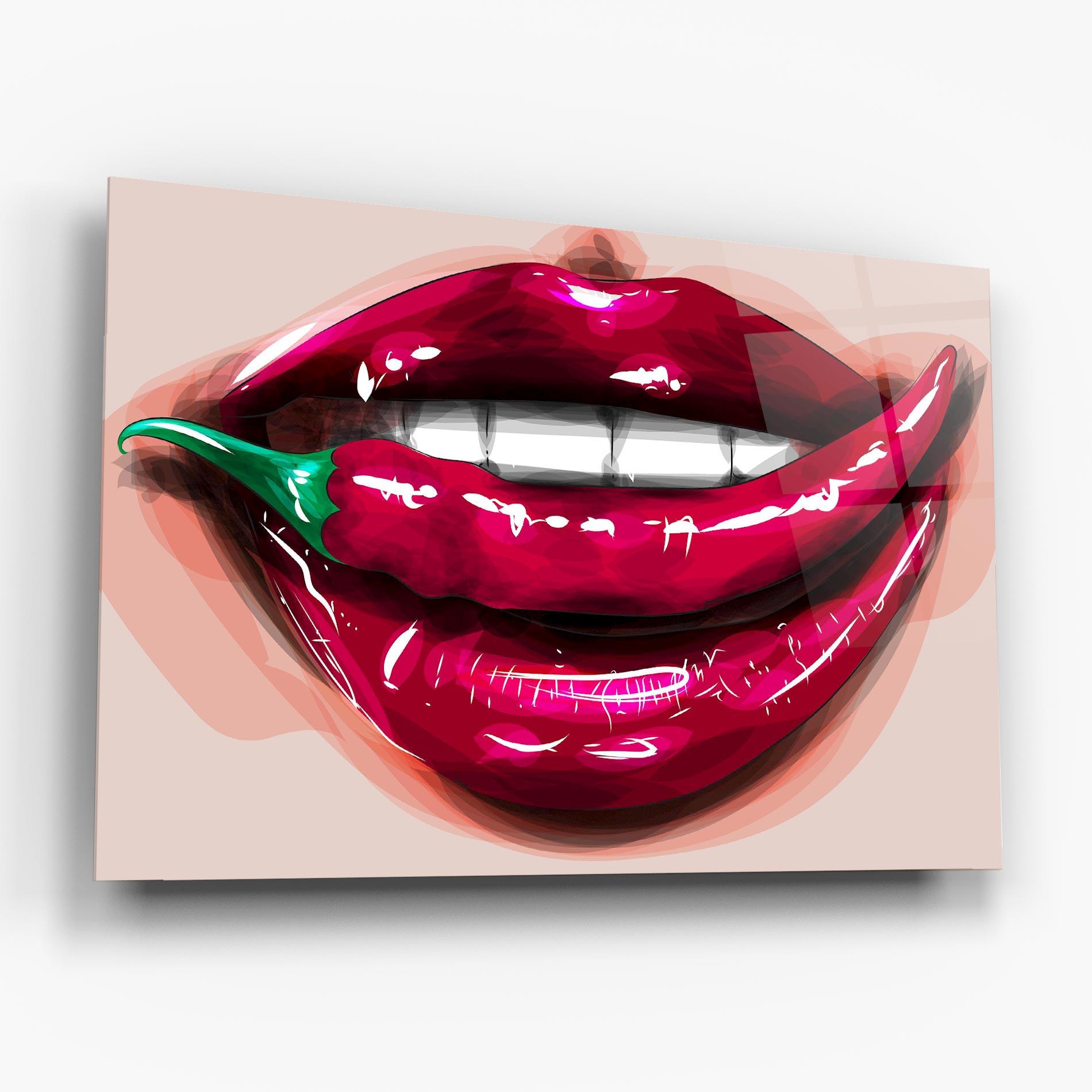 Glasbild Chilli Lips mockup 6