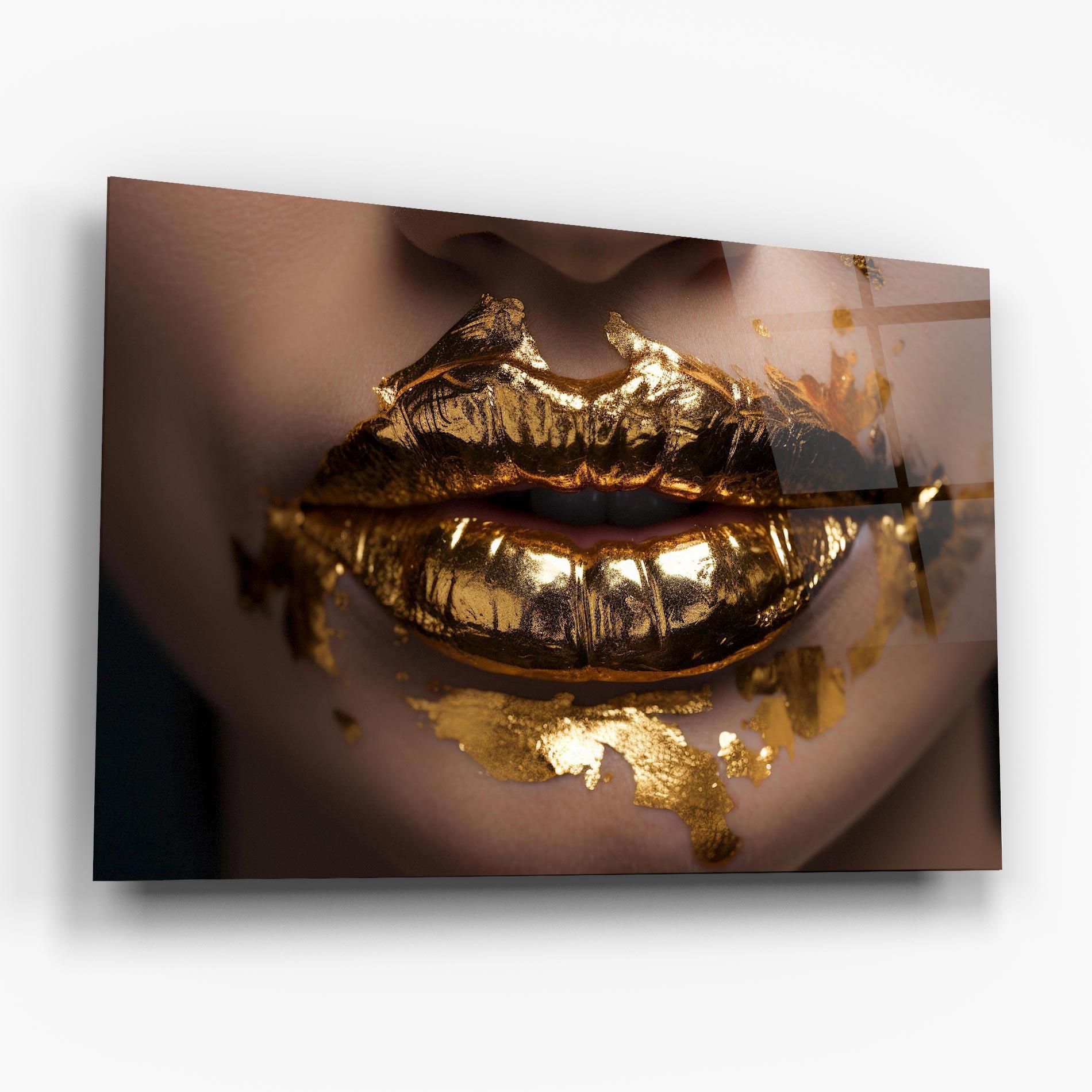 Glasbild Close Gold Lips mockup 6