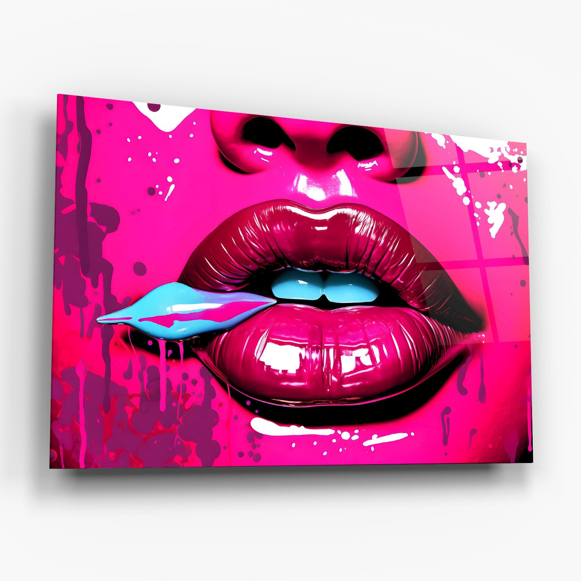 Glasbild Dark Pink Lips Art mockup 6