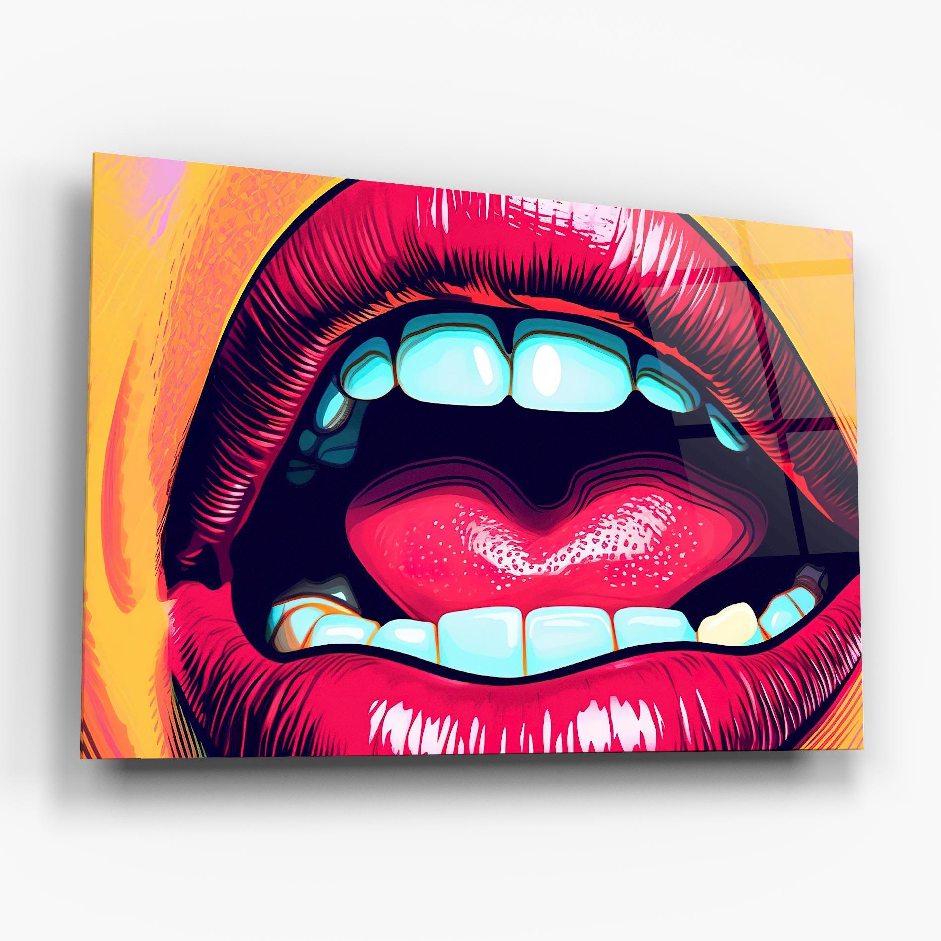 Glasbild Lips Pop Art mockup 6