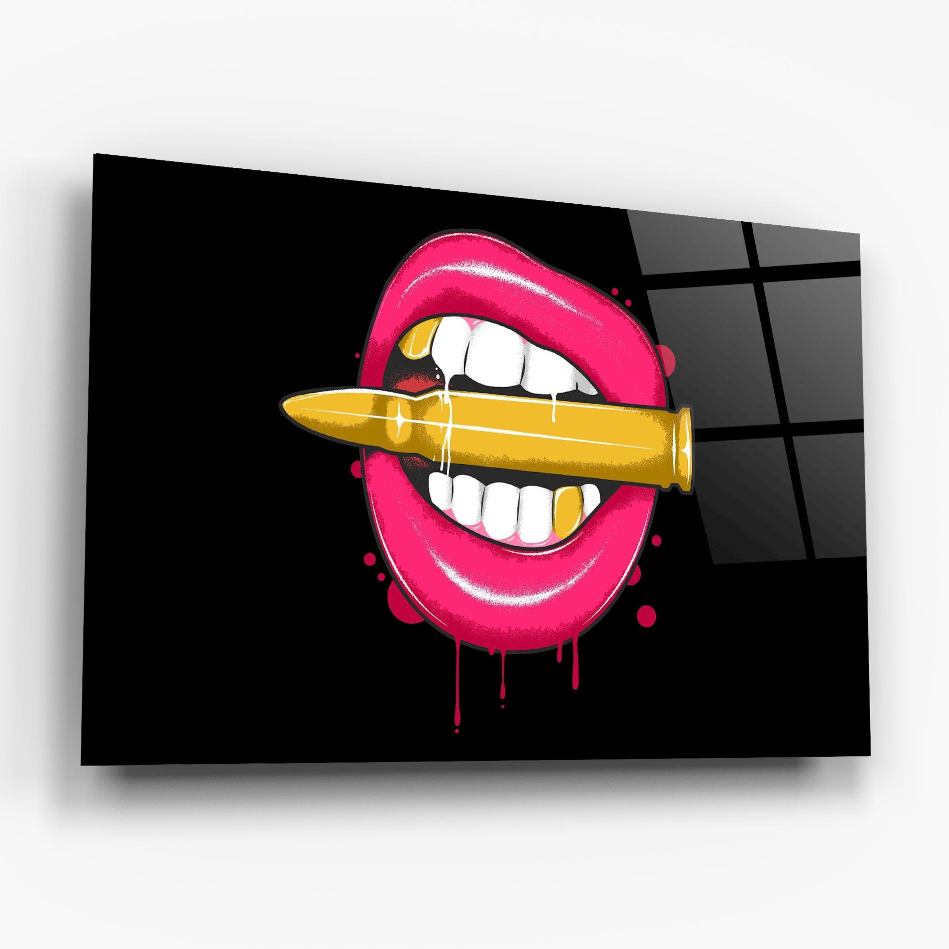 Glasbild Pink Bullet Lips mockup 6