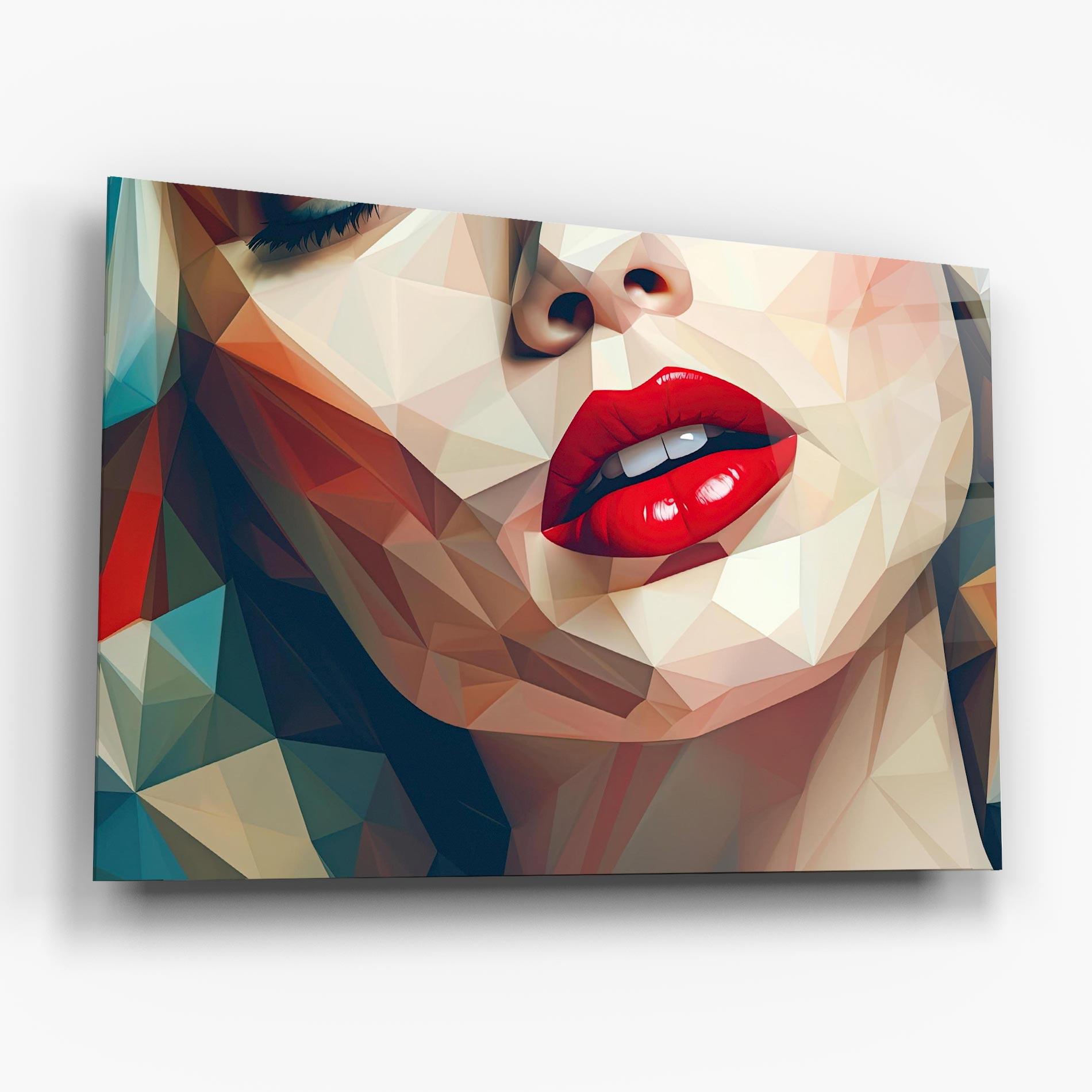 Glasbild Triangular Lips mockup 6