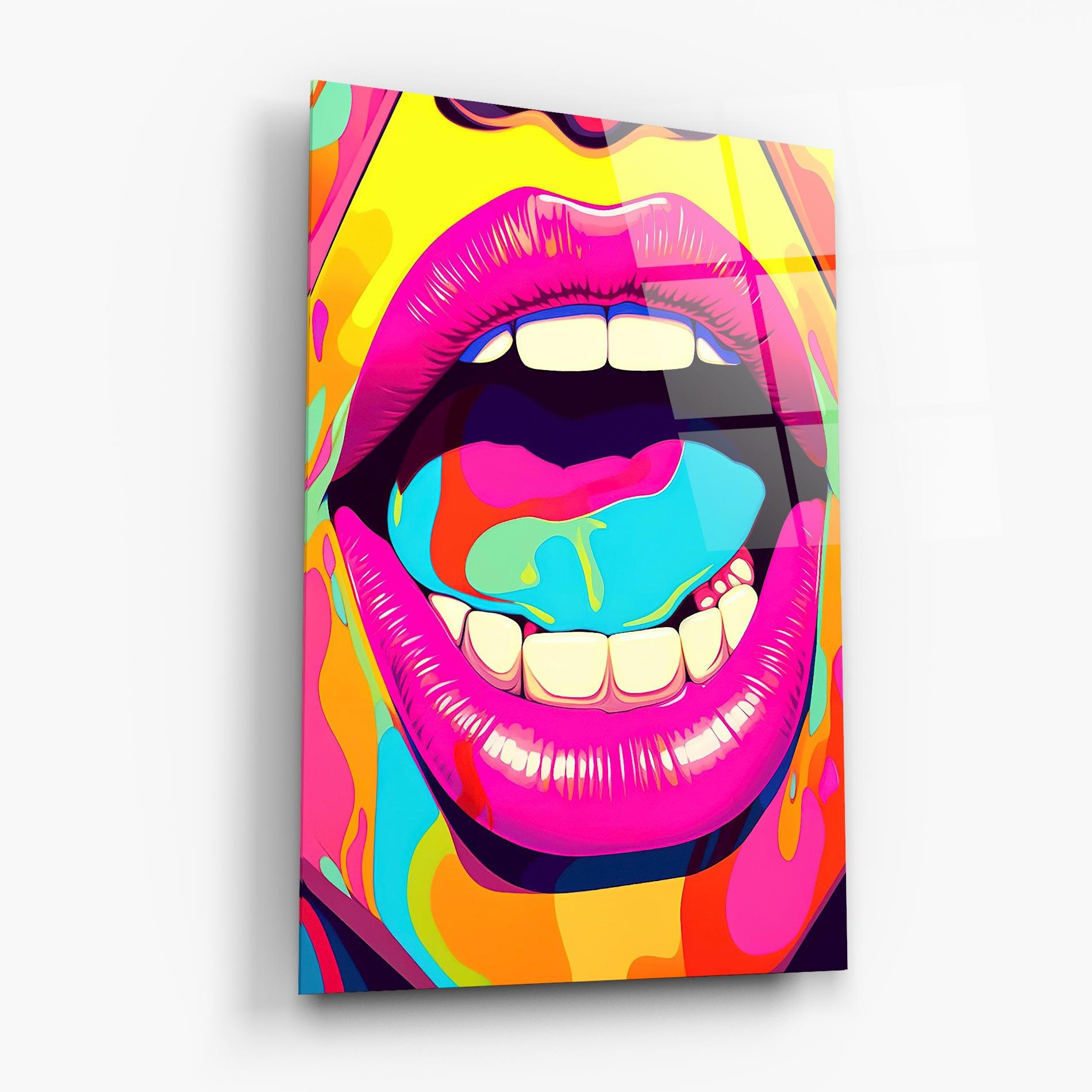 Glasbild Pop Art Mouth mockup 6