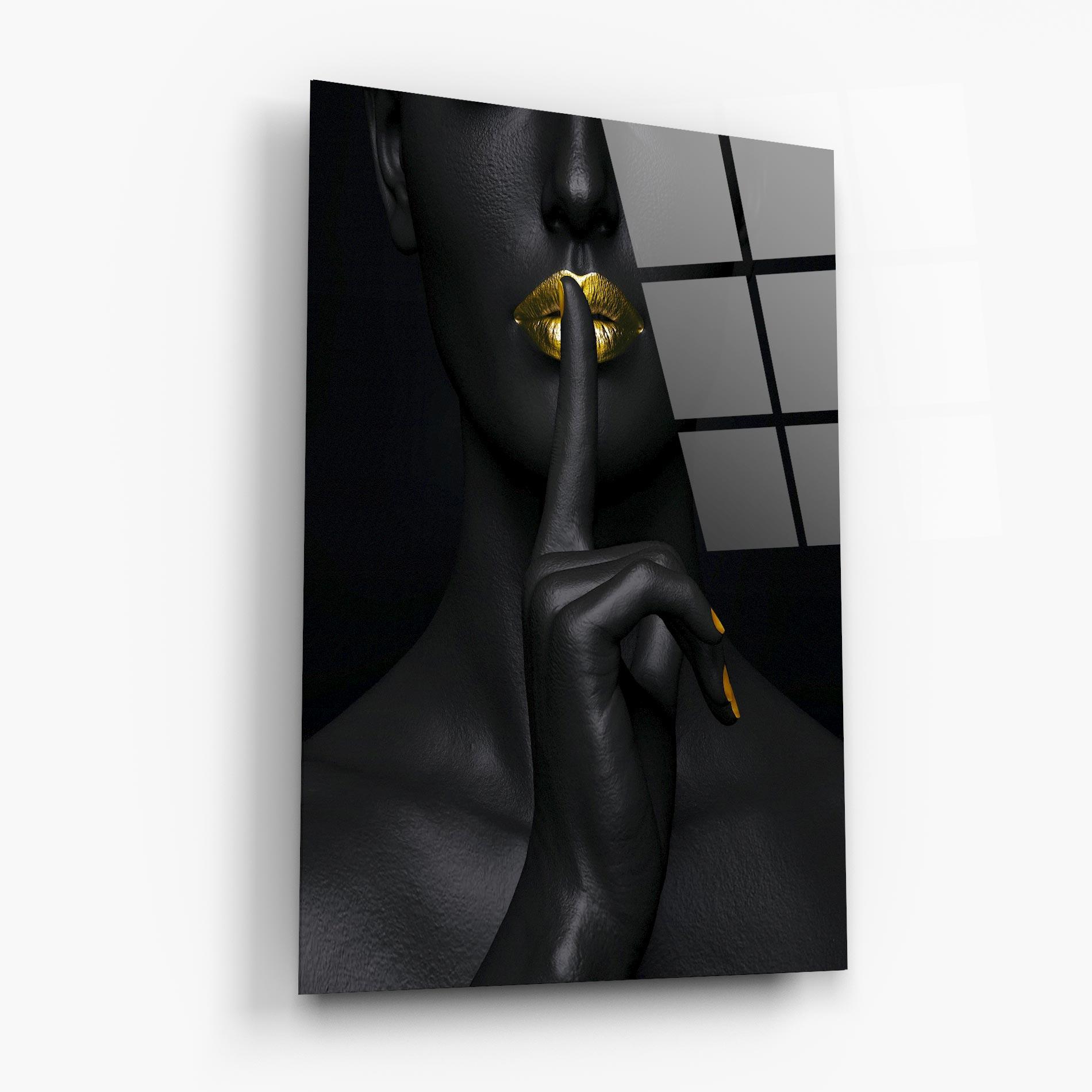 Glasbild Silence Lips Portrait mockup 6