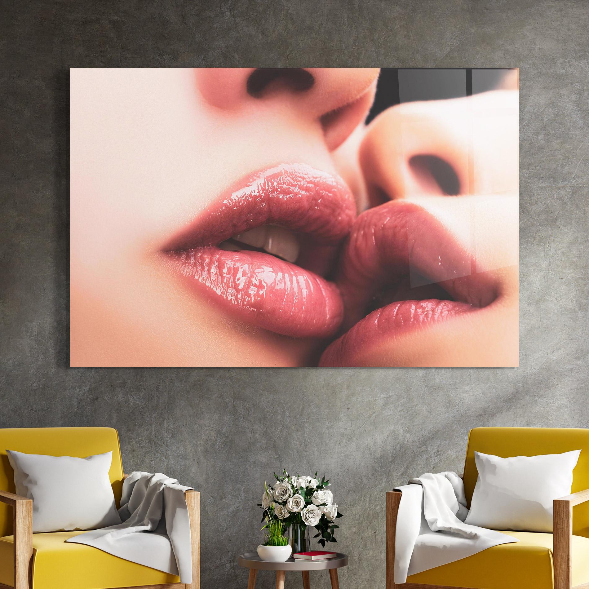 Glasbild Beautiful Lips mockup 4