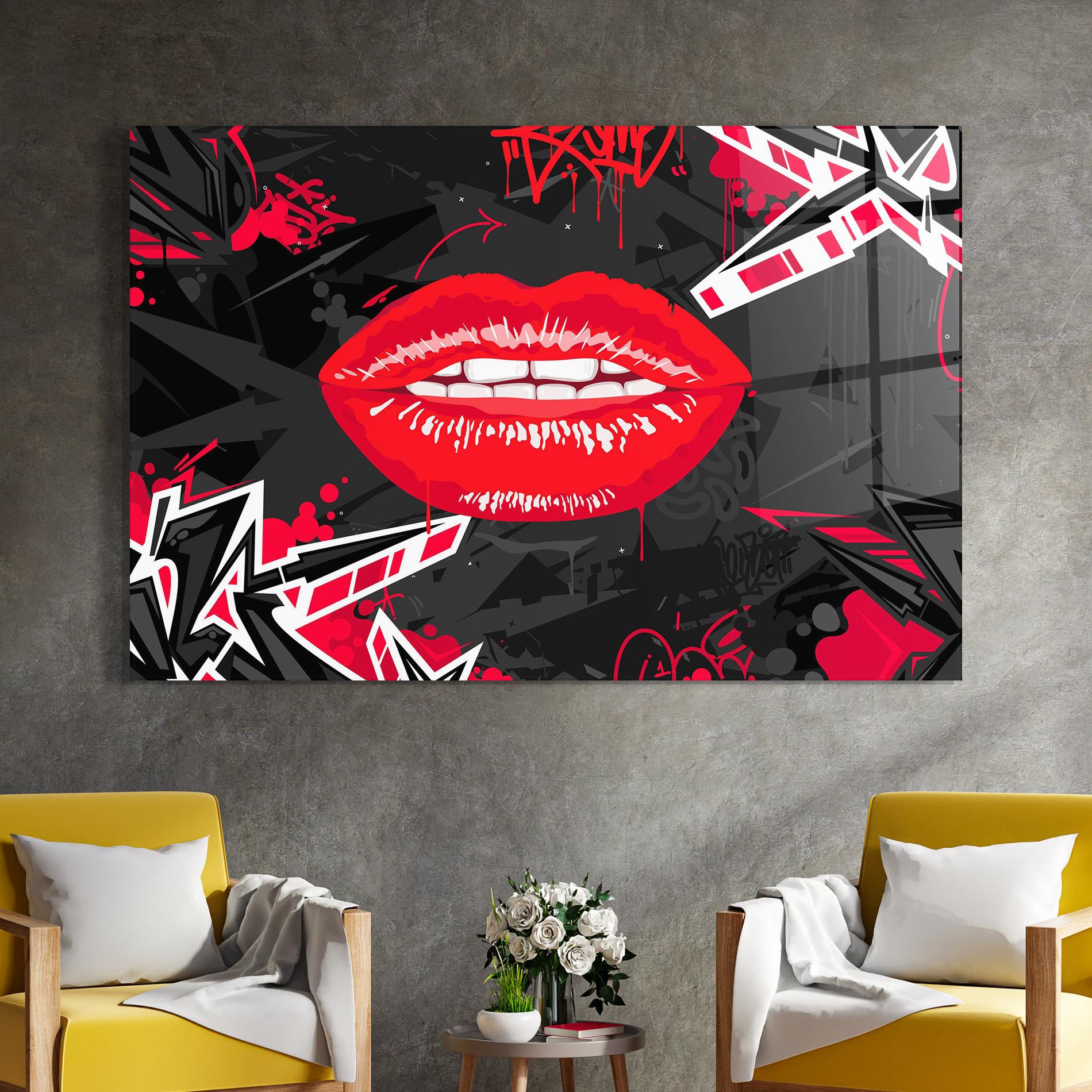 Glasbild Lips Graff mockup 4