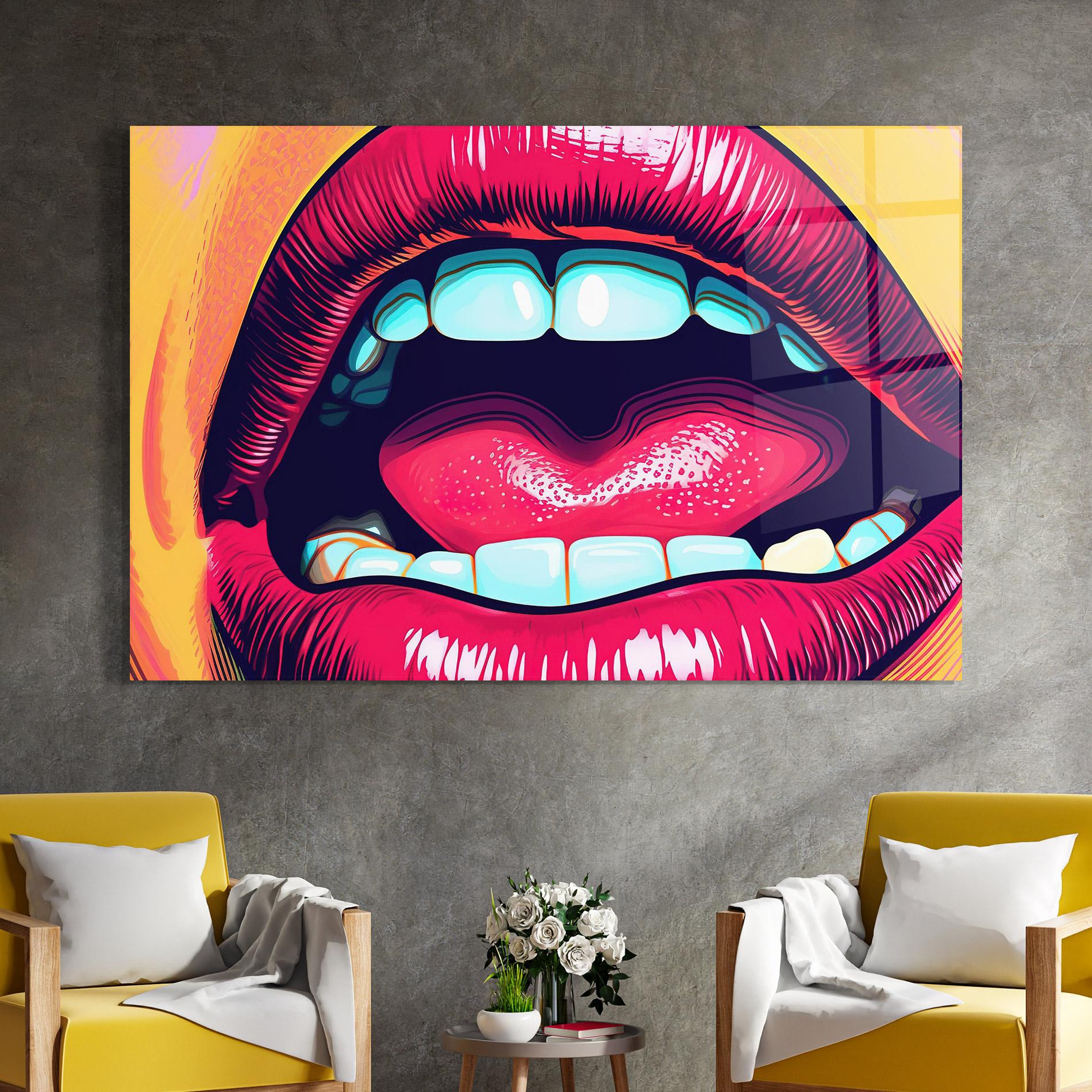 Glasbild Lips Pop Art mockup 4