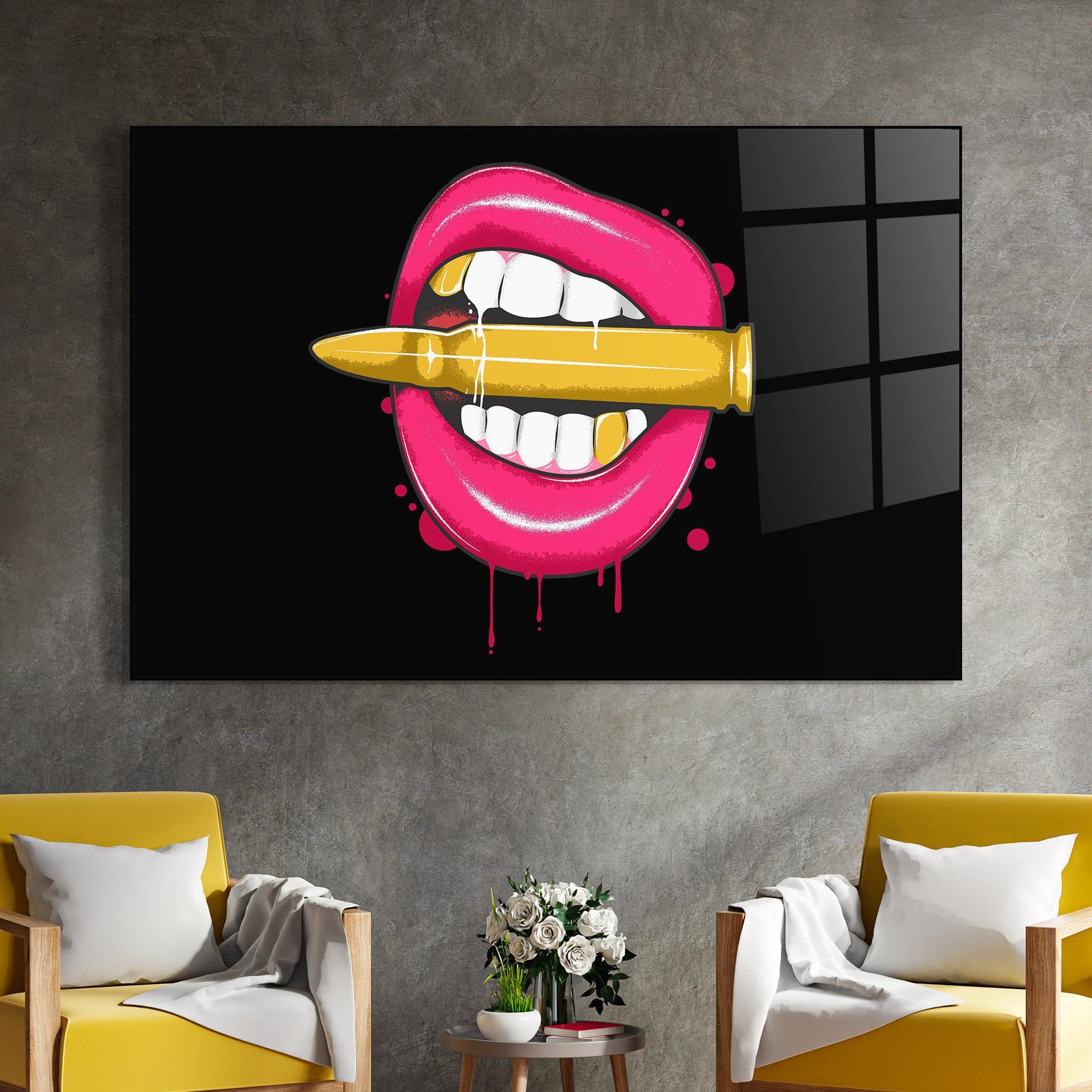 Glasbild Pink Bullet Lips mockup 4