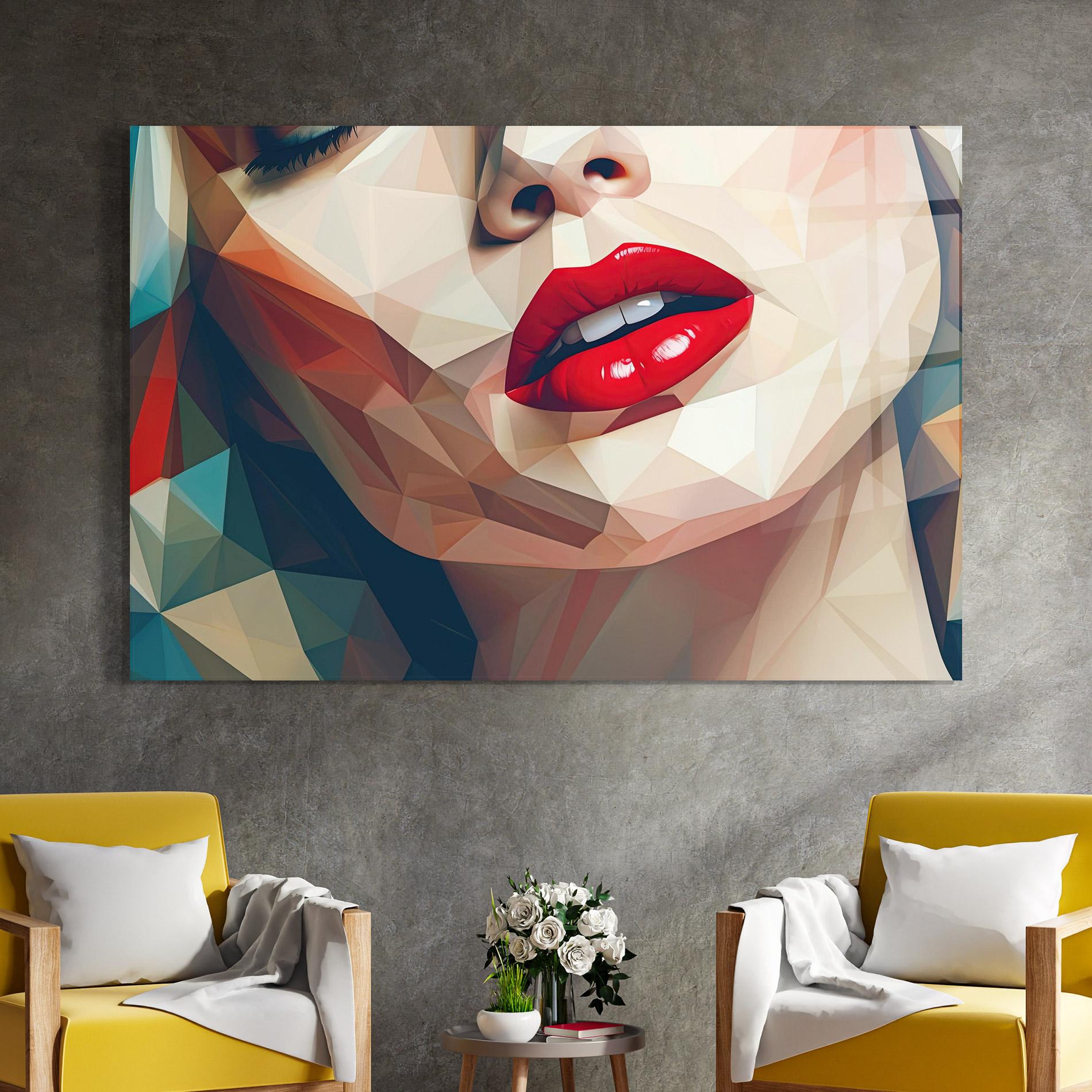 Glasbild Triangular Lips mockup 4