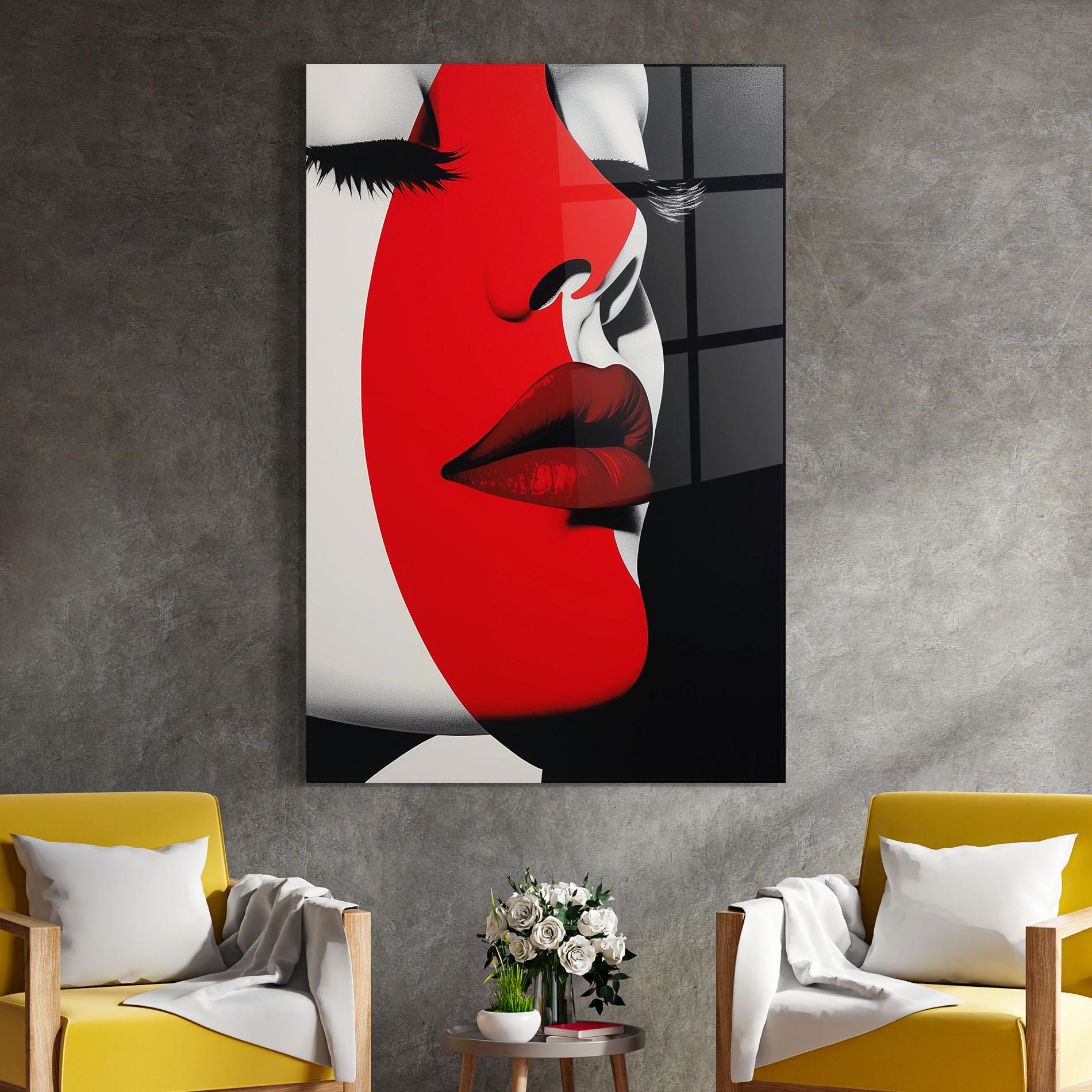 Glasbild Dark Red Lips mockup 4