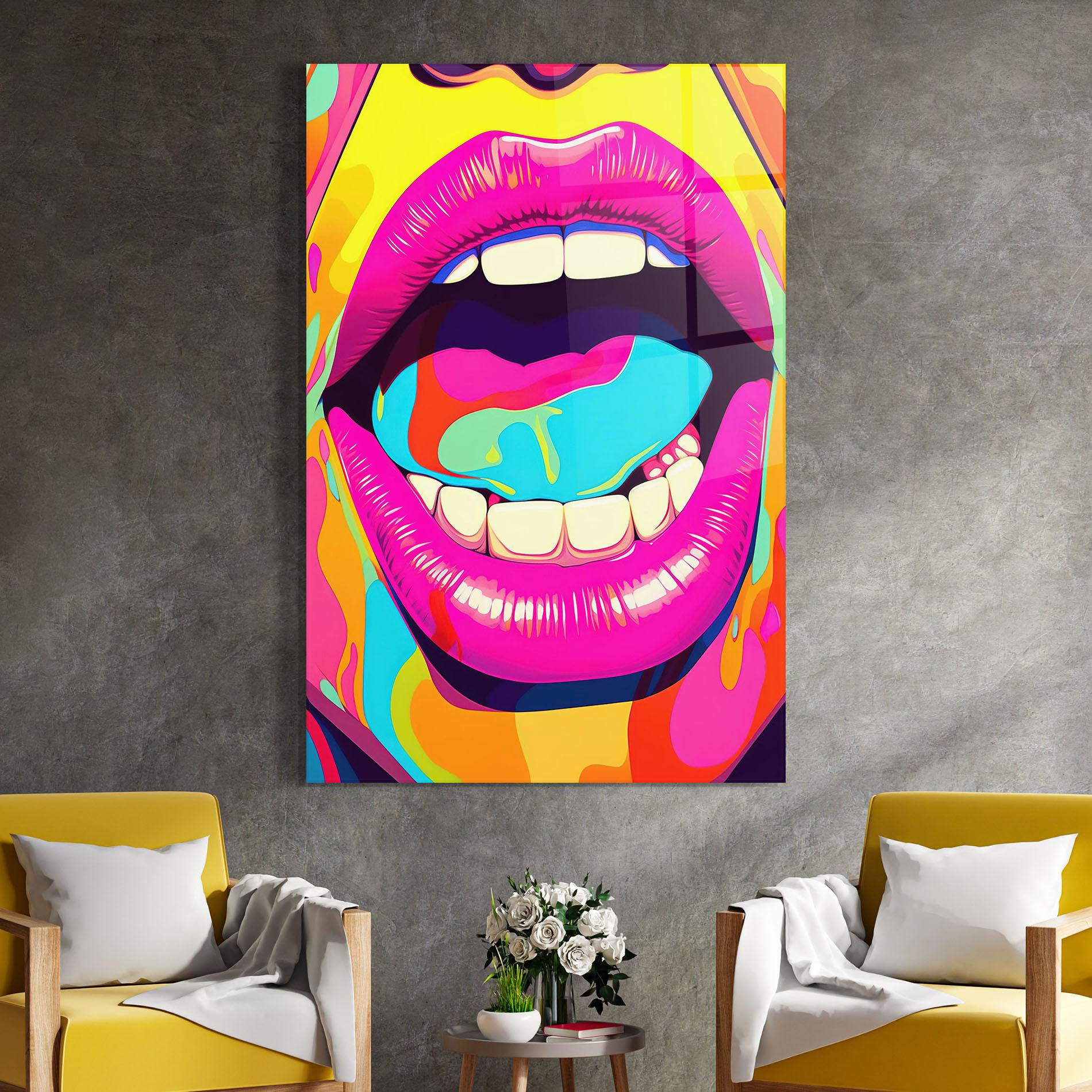 Glasbild Pop Art Mouth mockup 4