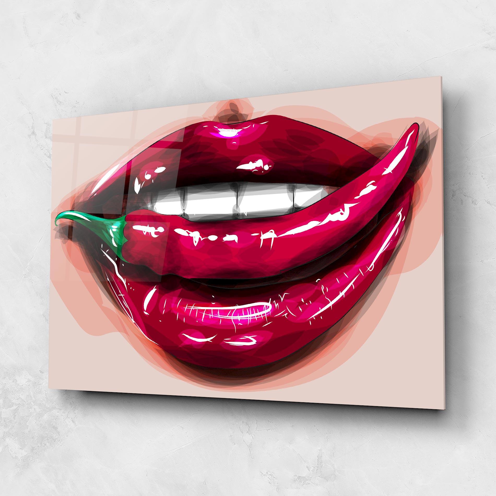 Glasbild Chilli Lips mockup 1