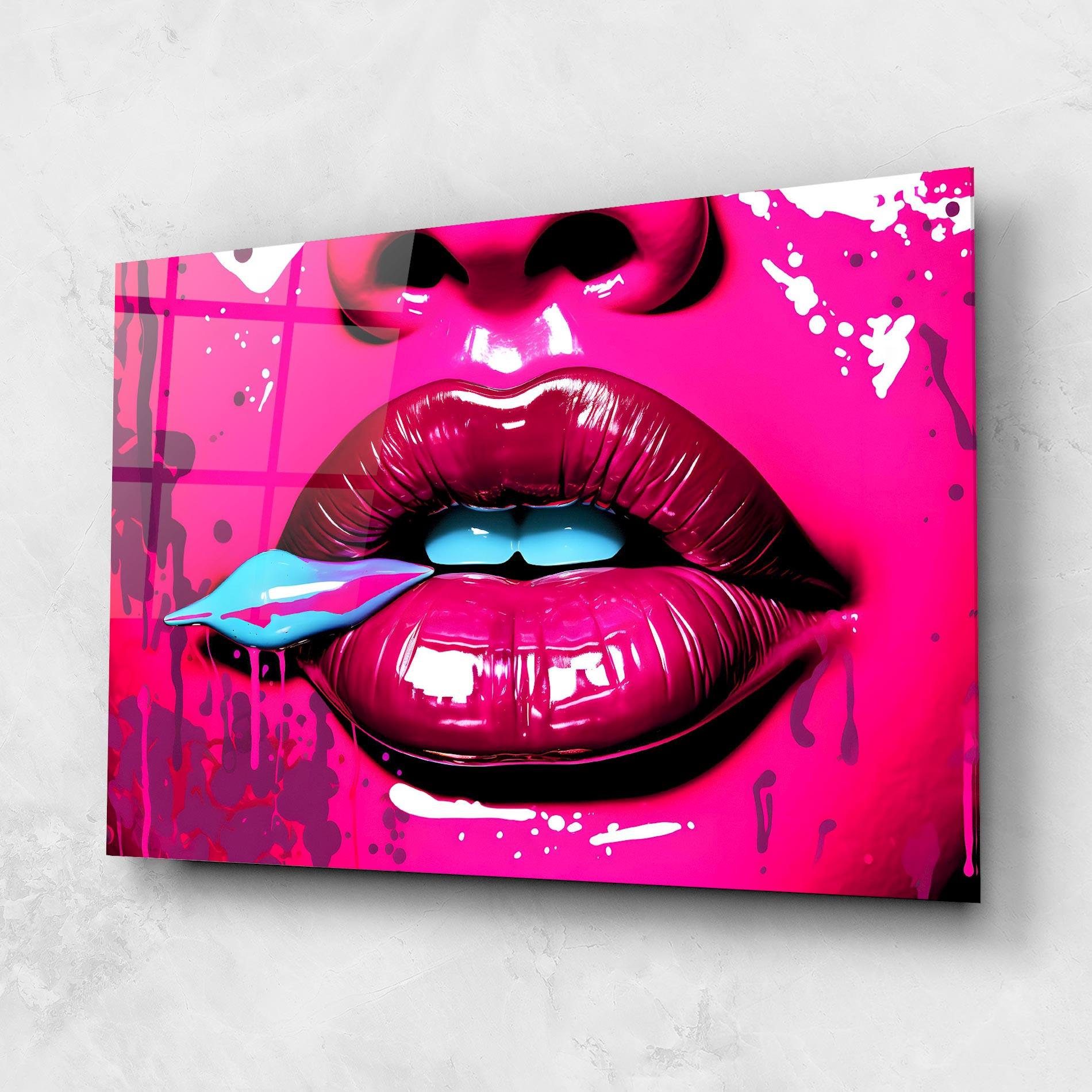 Glasbild Dark Pink Lips Art mockup 1