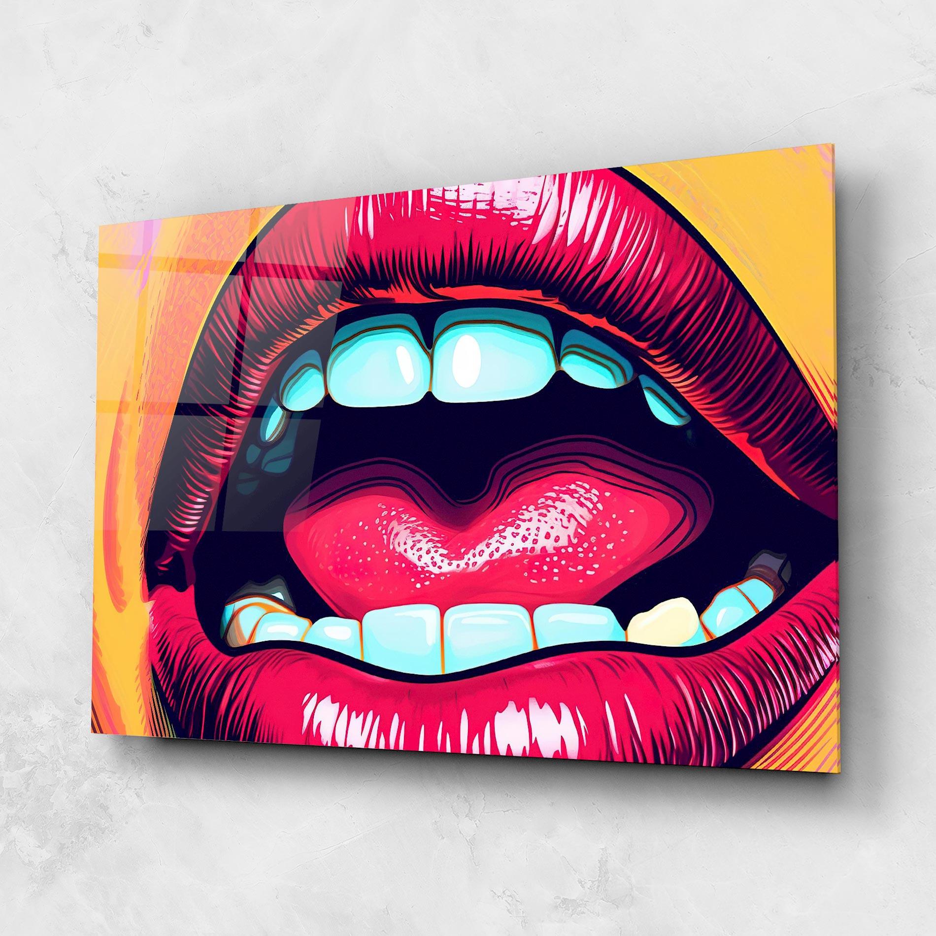 Glasbild Lips Pop Art mockup 1