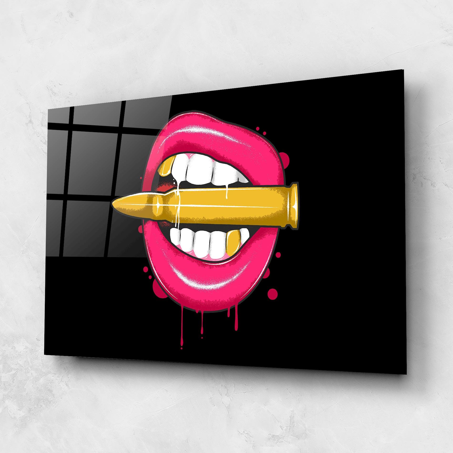 Glasbild Pink Bullet Lips mockup 1