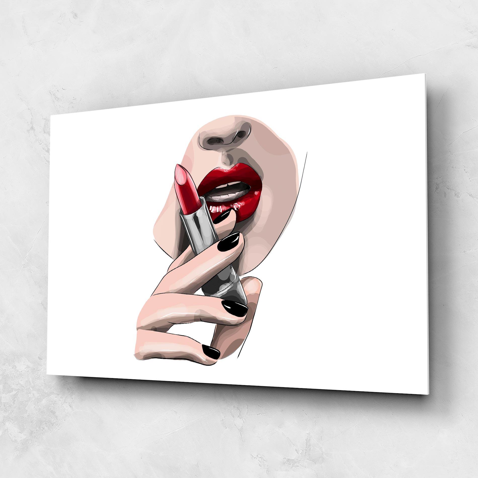 Glasbild Red Lipstick mockup 1