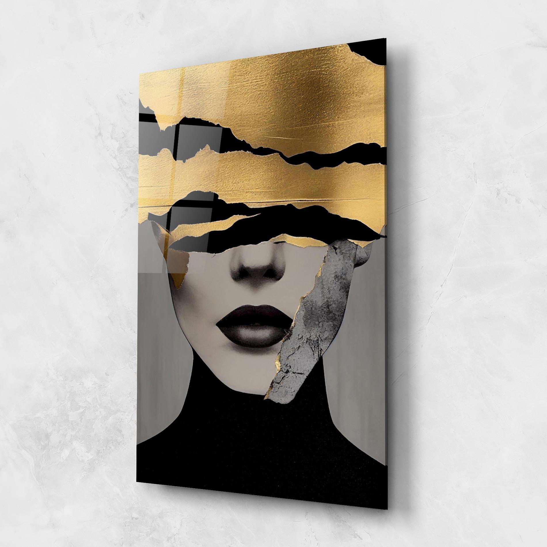 Glasbild Grey Gold Lips mockup 1